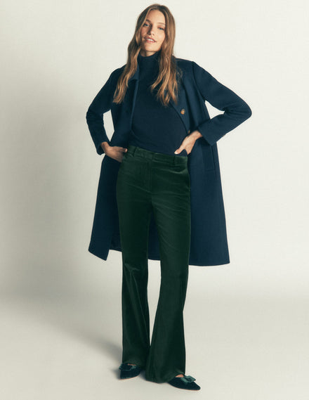 Flare Velvet Pants-Midnight Emerald