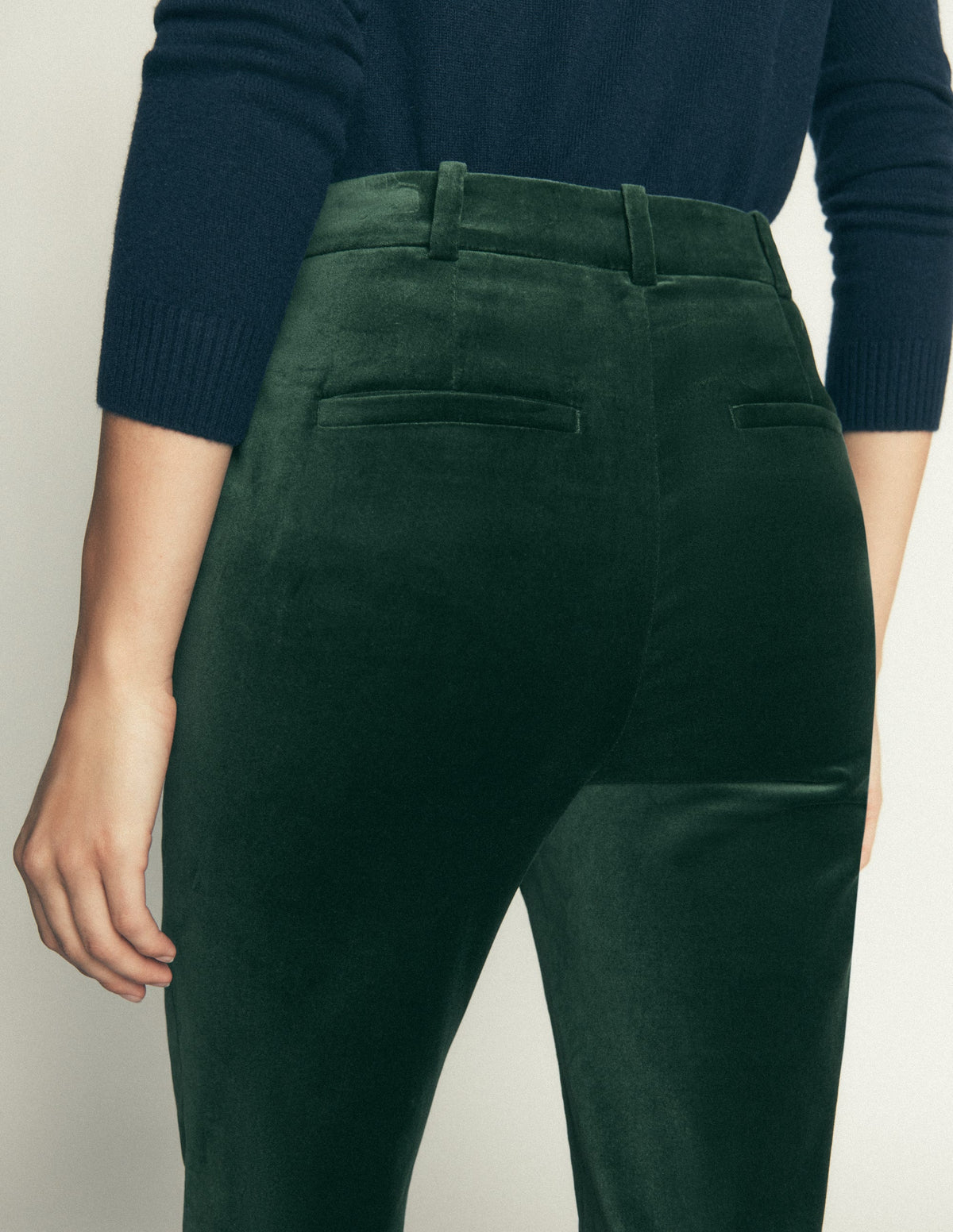 Flare Velvet Pants-Midnight Emerald - Image 2
