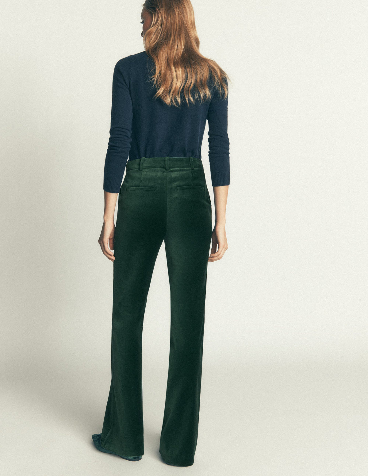Flare Velvet Pants-Midnight Emerald - Image 3