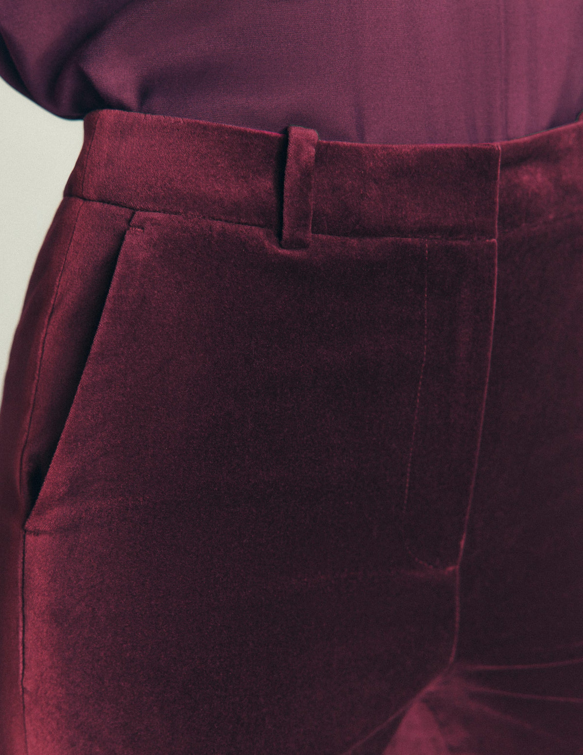 Flare Velvet Pants-Dark Cherry - Image 2