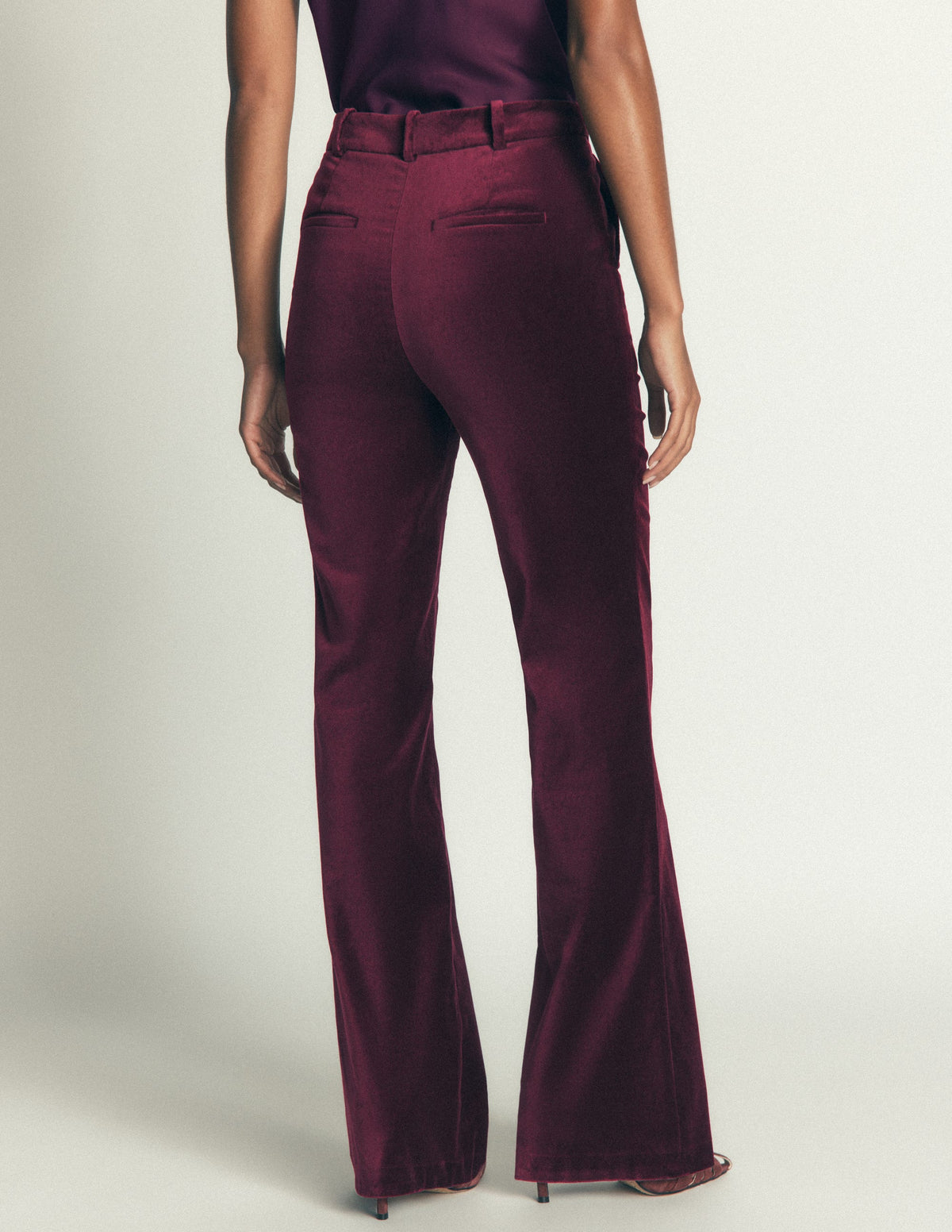 Flare Velvet Pants-Dark Cherry - Image 3