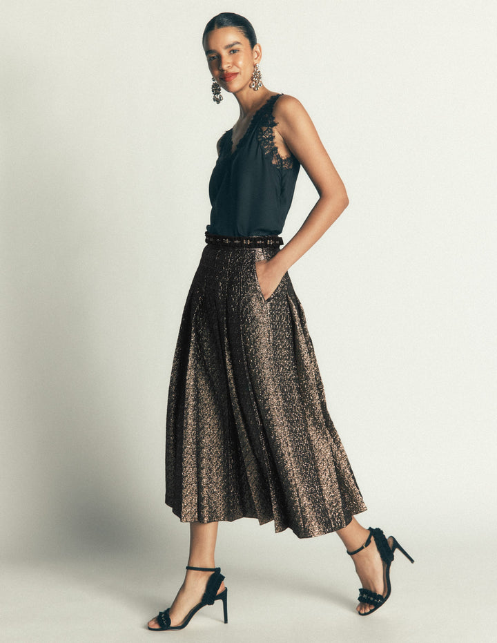 Aya Jacquard Skirt-Gold