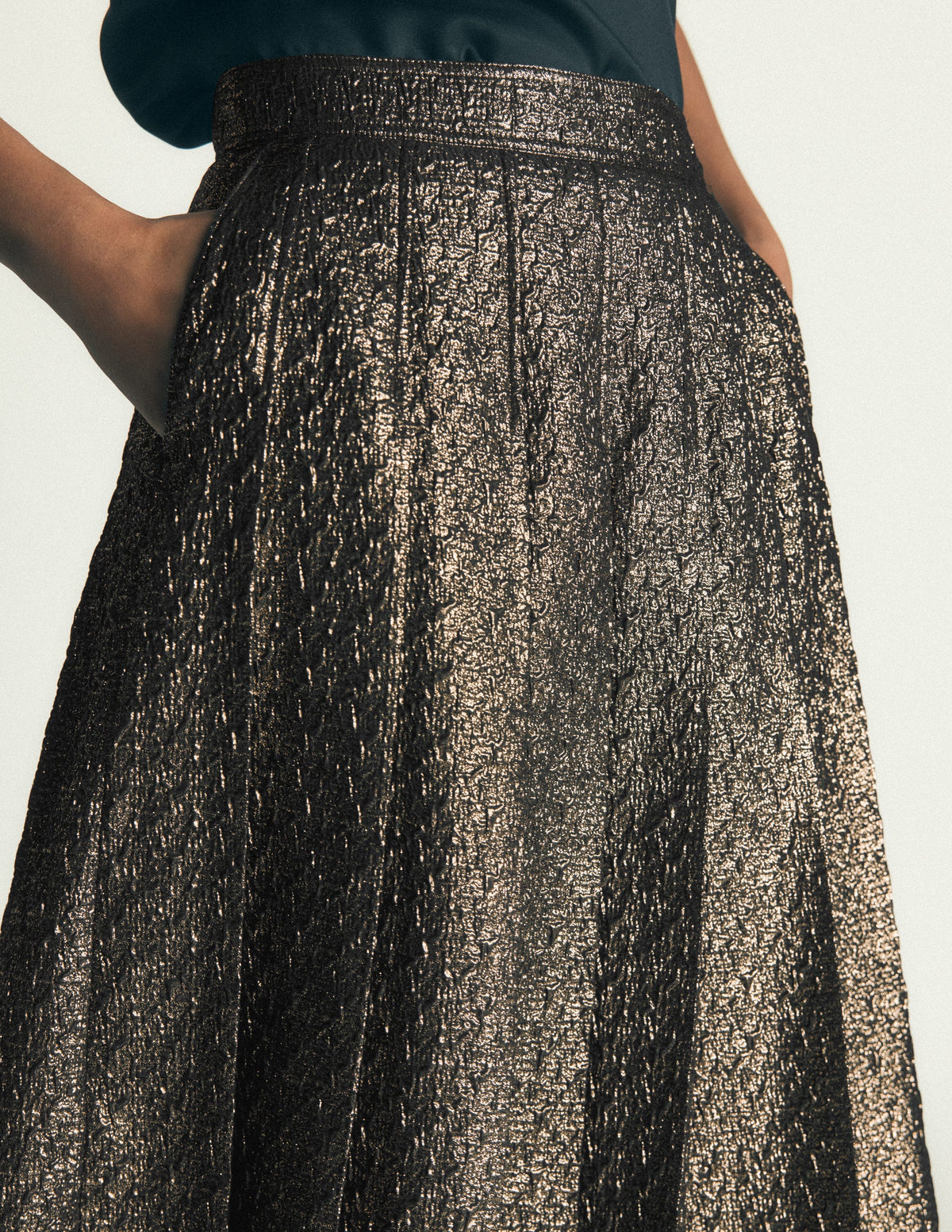 Aya Jacquard Skirt-Gold-2