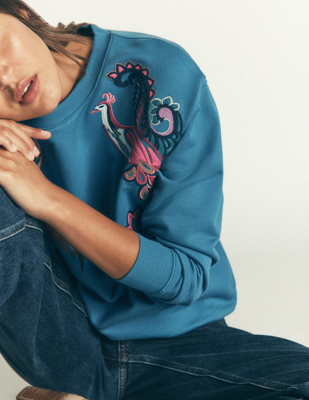 Emi Embroidered Sweatshirt-Bluesteel - Image 2