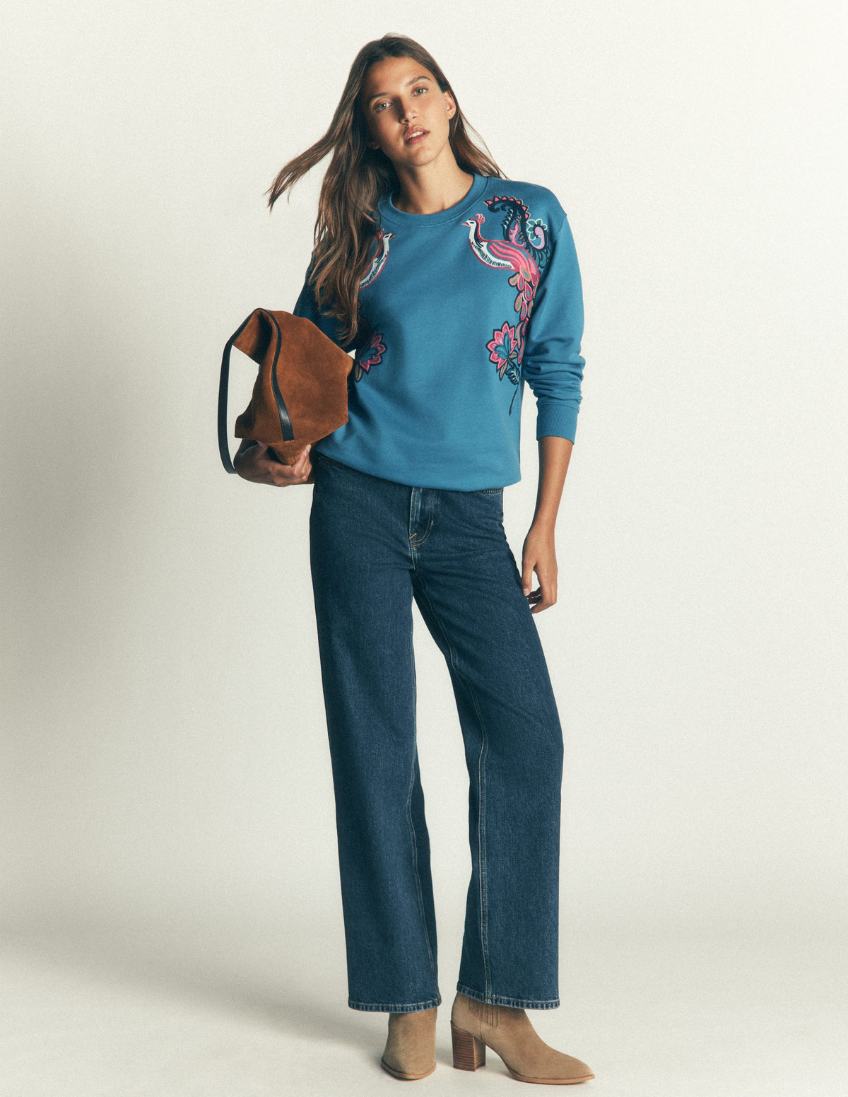 Emi Embroidered Sweatshirt-Bluesteel - Image 4