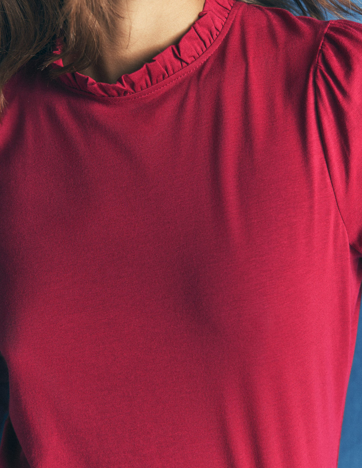 Supersoft Frill Detail Top-Ruby Red - Image 2
