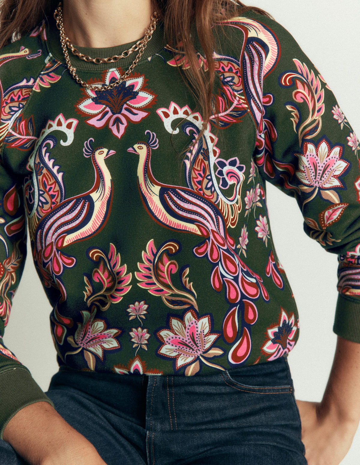 Rosa Printed Sweatshirt-Peacock Paradise - Image 2