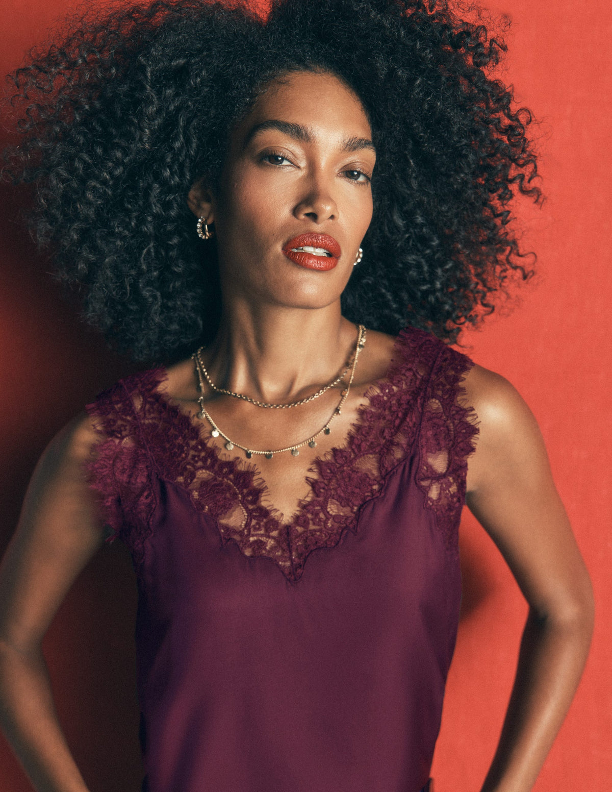 Ara Silk Blend Lace Cami-Bordeaux - Image 1