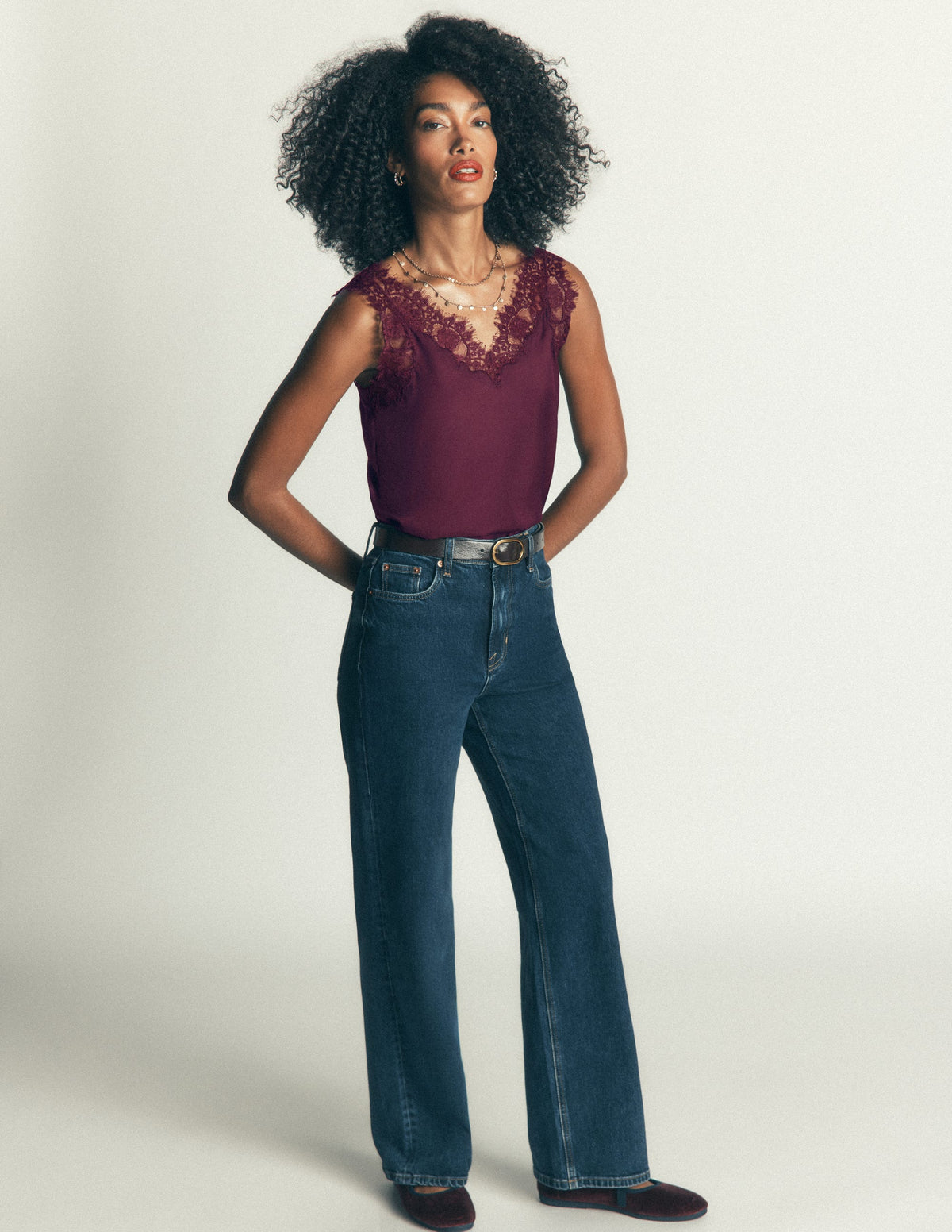 Ara Silk Blend Lace Cami-Bordeaux - Image 4
