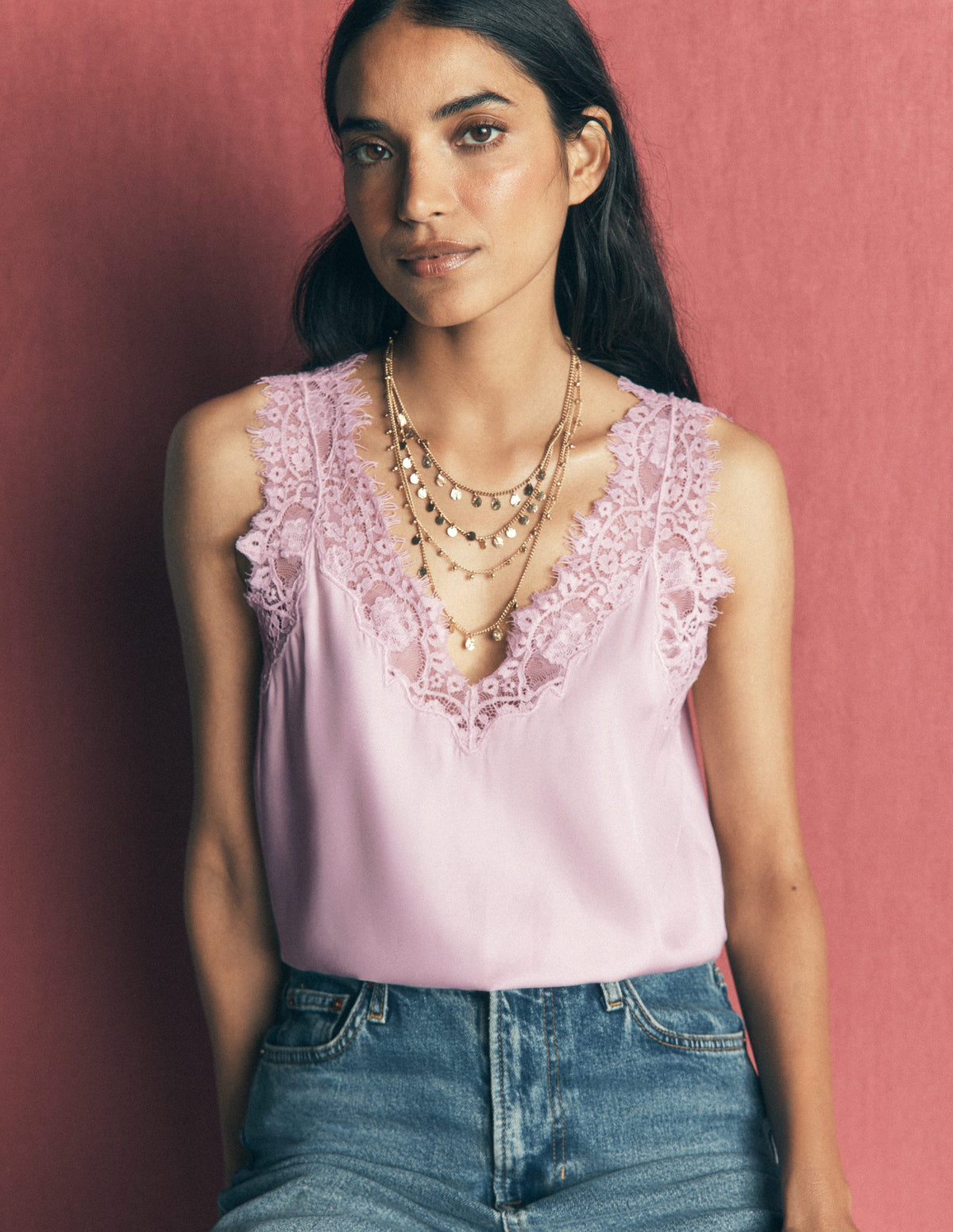 Ara Silk Blend Lace Cami-Quartz Pink-1