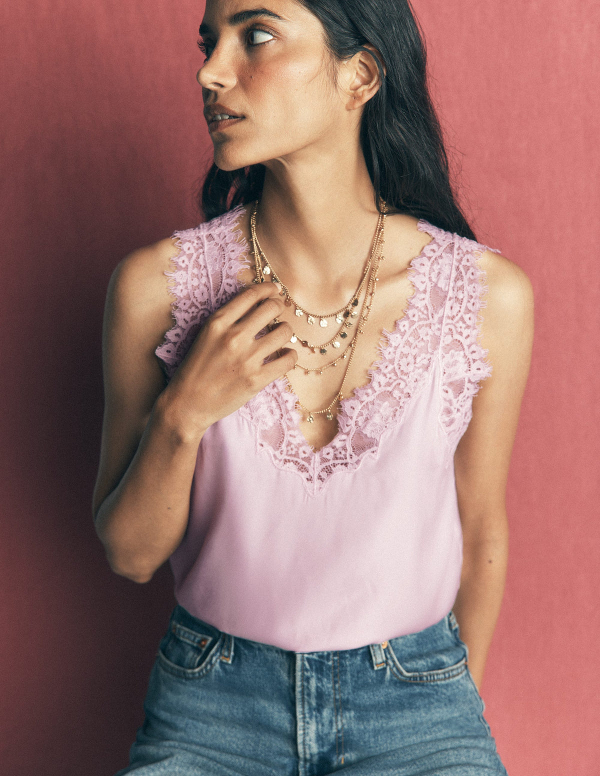Ara Silk Blend Lace Cami-Quartz Pink - Image 5