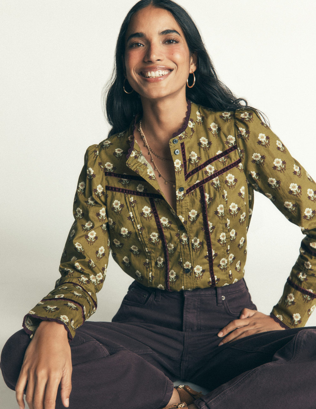 Carmen Trim Detail Top-Olive, Flourishing Sprig Stamp-1