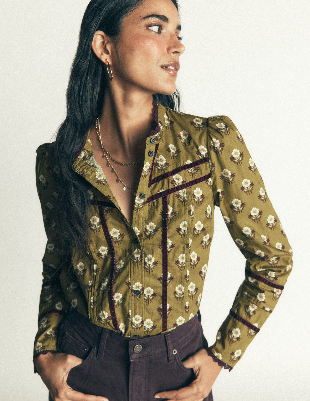 Carmen Trim Detail Top-Olive, Flourishing Sprig Stamp-5