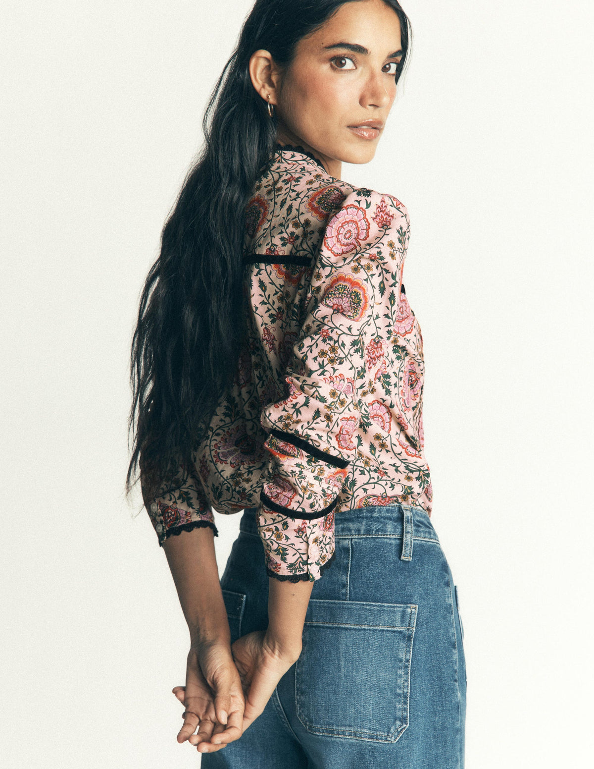 Carmen Trim Detail Top-Multi, Sprouting Vine-5