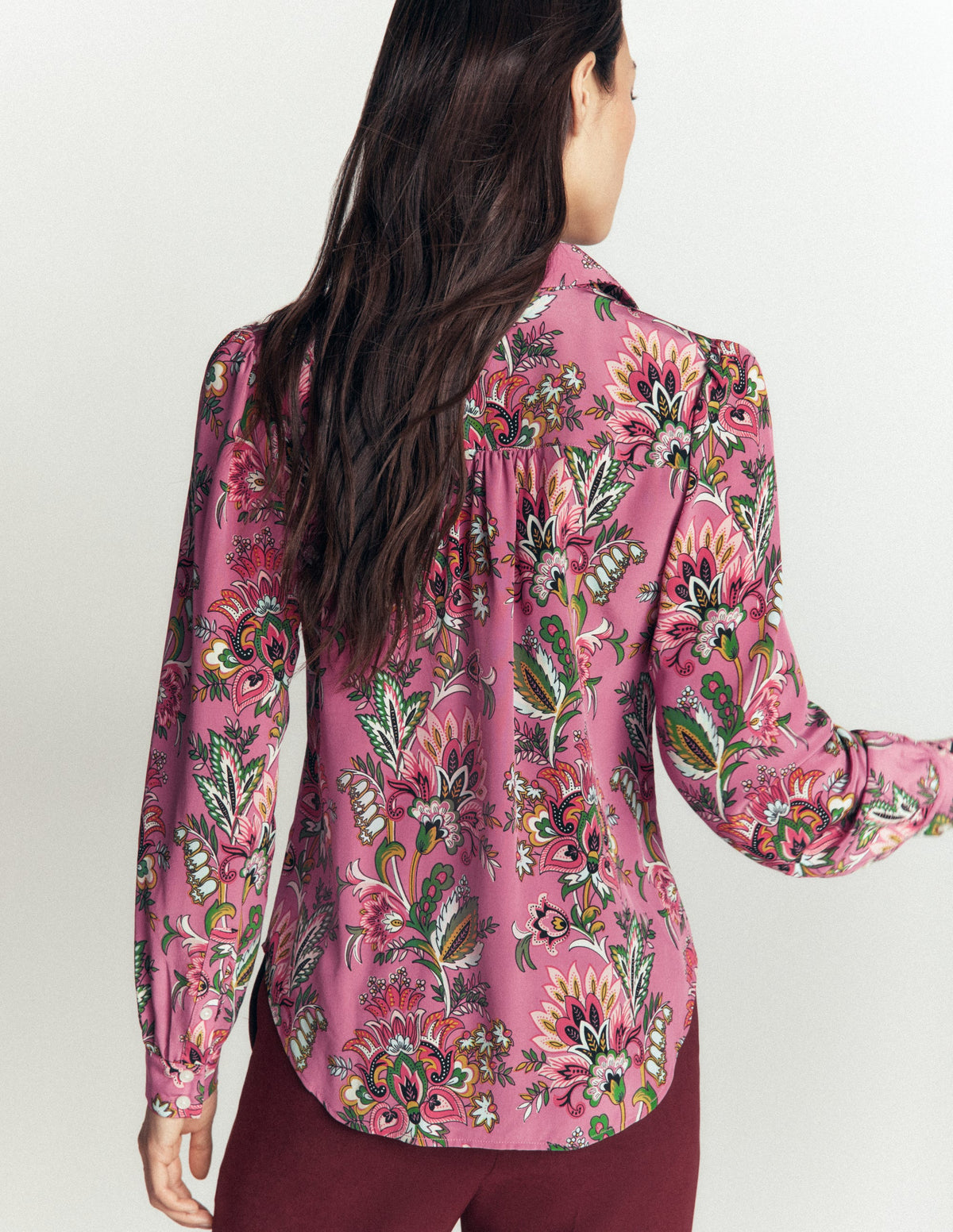 Sara Silk Shirt-Pink Heather, Frosted Flora-4