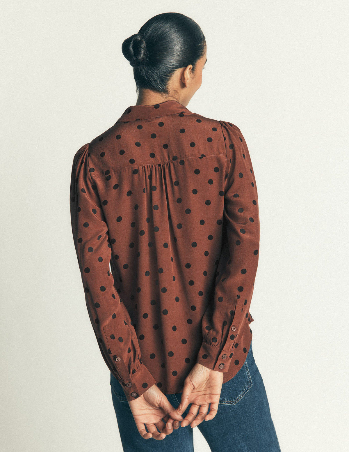 Sara Silk Shirt-Woodland Brown, Boden Spot-3