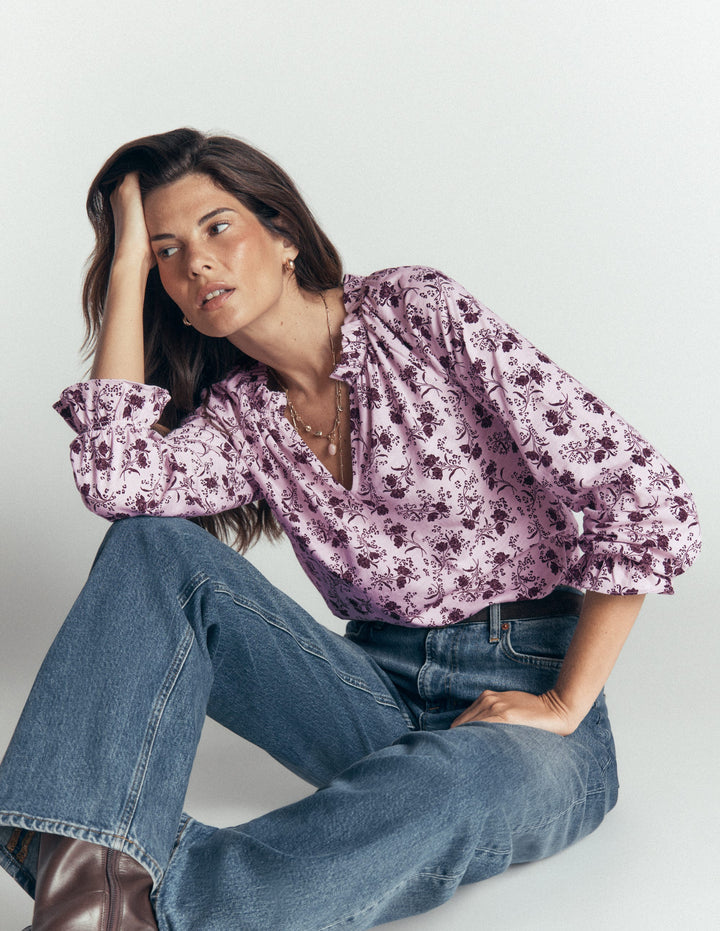 Pia Ruffle Detail Top-Light Lilac, Enchanted Springs