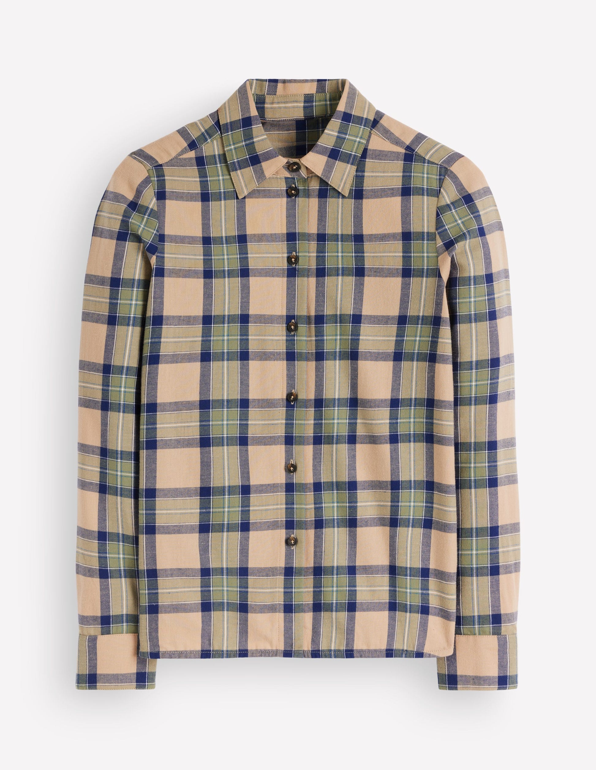 The New Sienna Cotton Shirt-Camel, Navy, Green Check-5