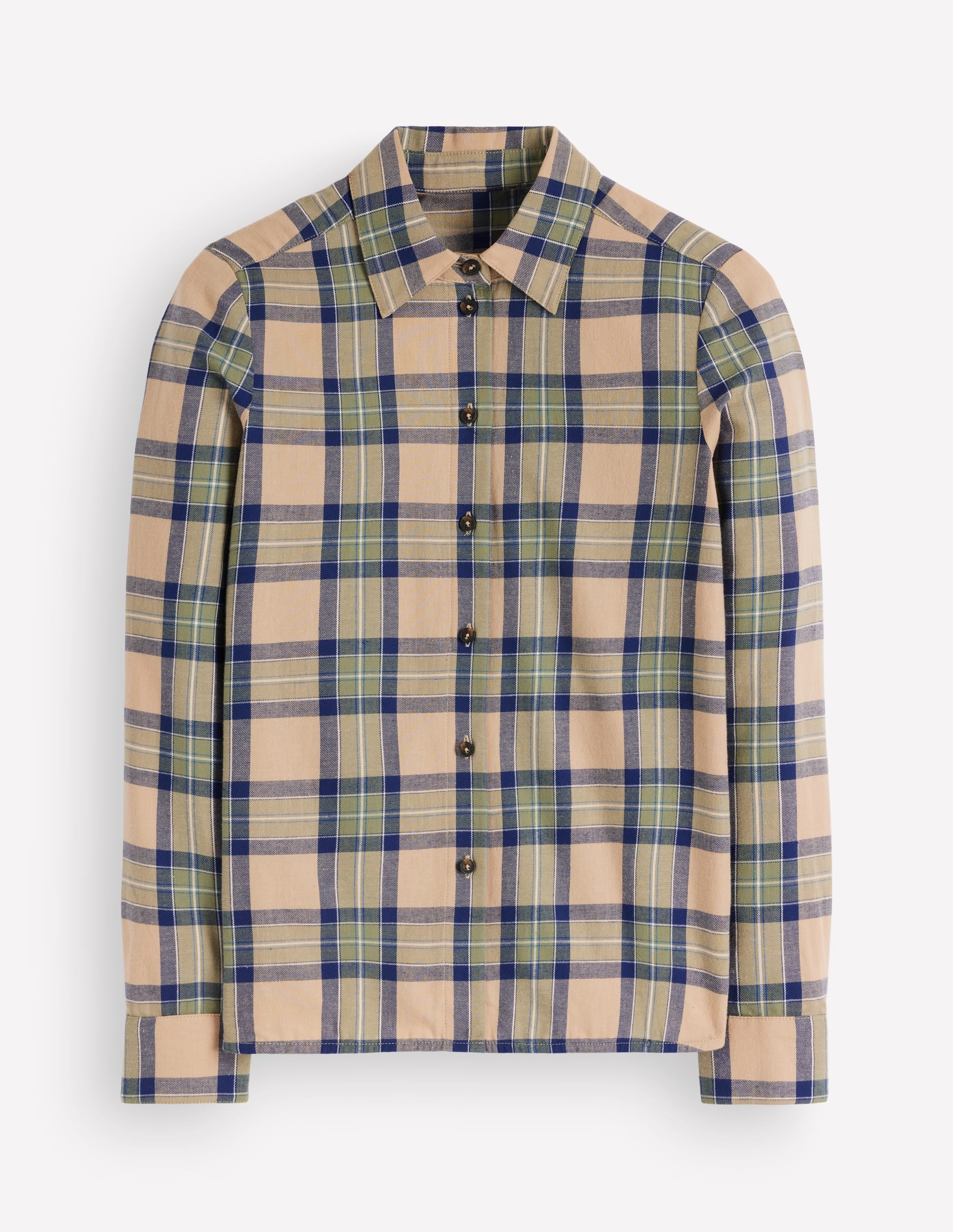The New Sienna Cotton Shirt-Camel, Navy, Green Check - Image 5