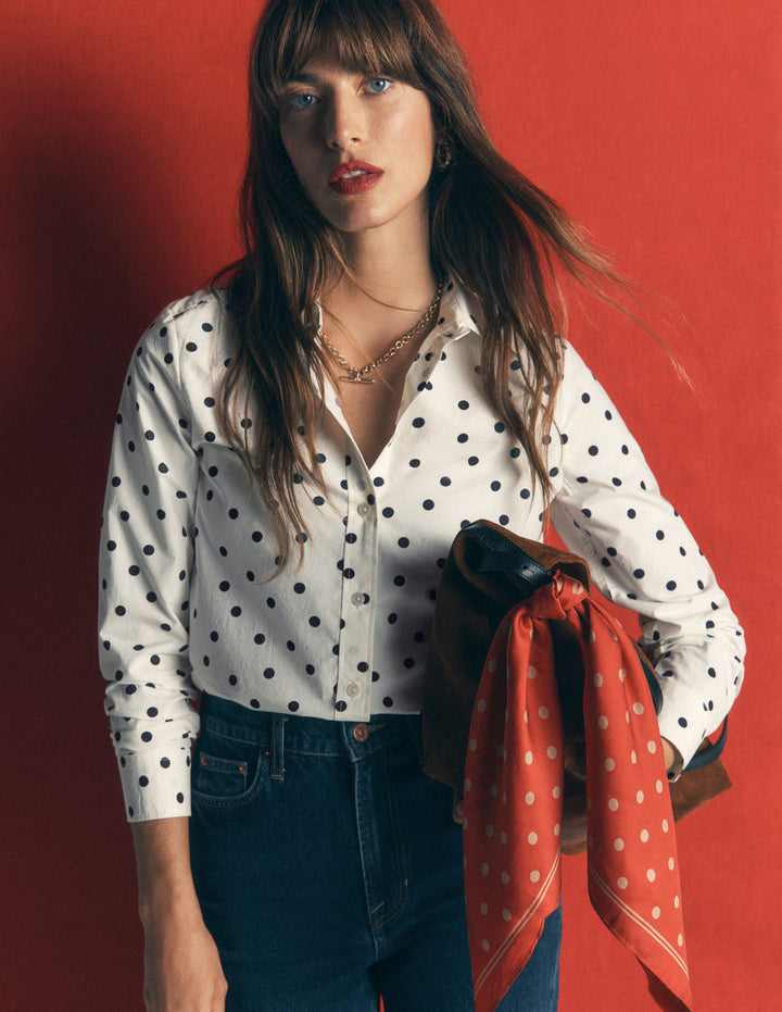 The New Sienna Cotton Shirt-French Navy, Boden Spot