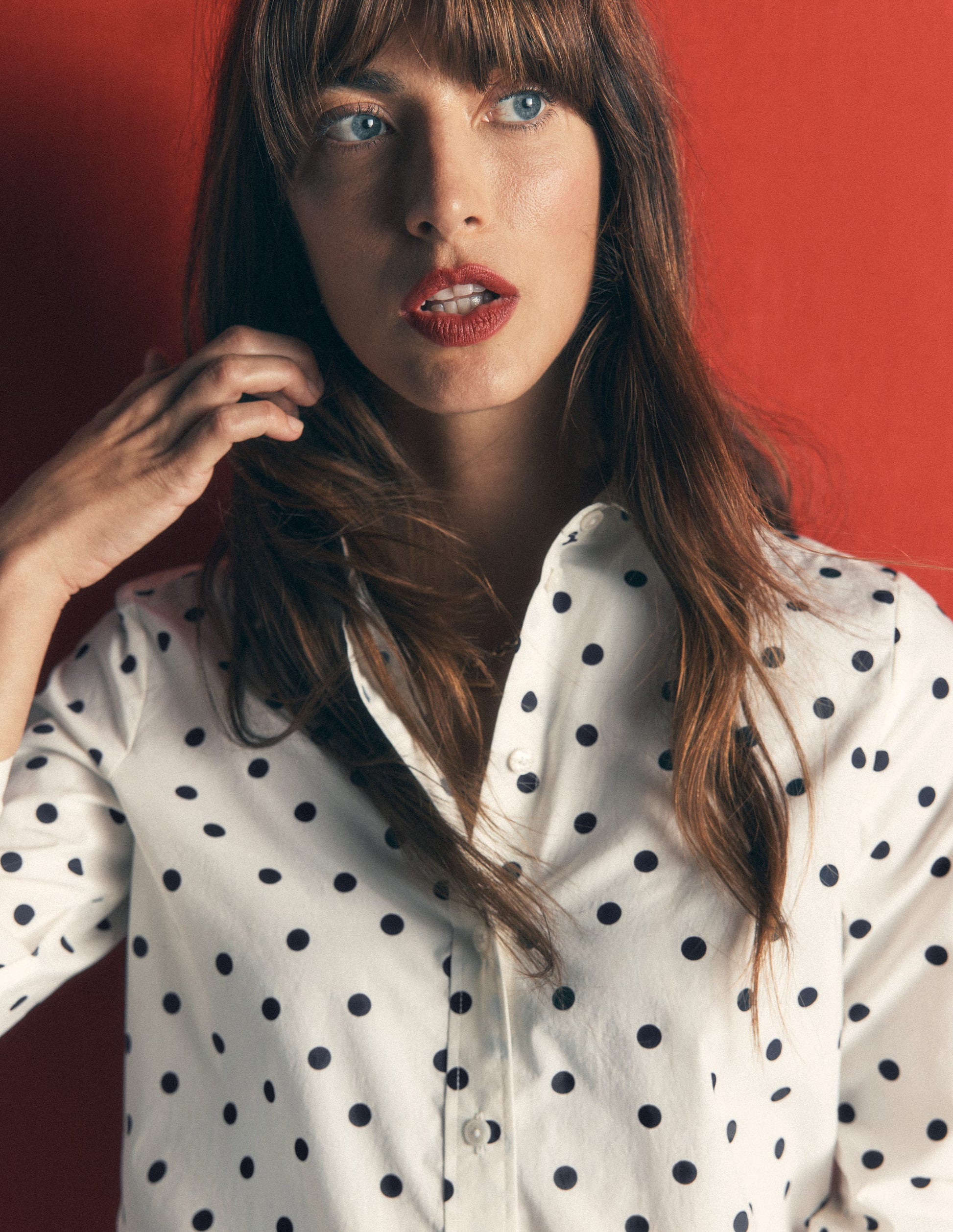 The New Sienna Cotton Shirt-French Navy, Boden Spot-2