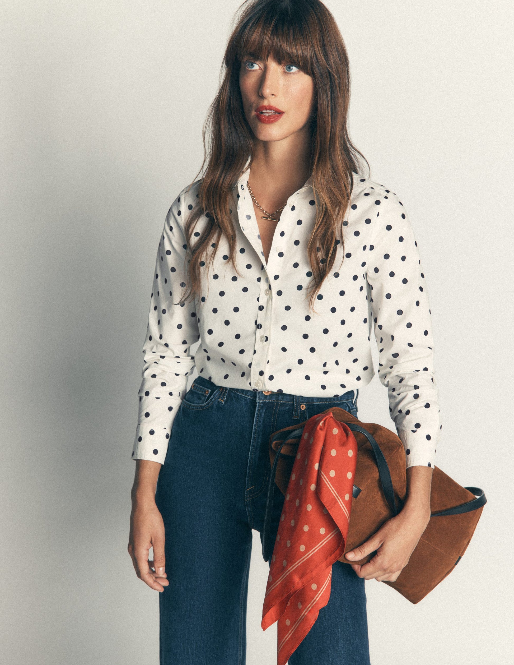 The New Sienna Cotton Shirt-French Navy, Boden Spot-4