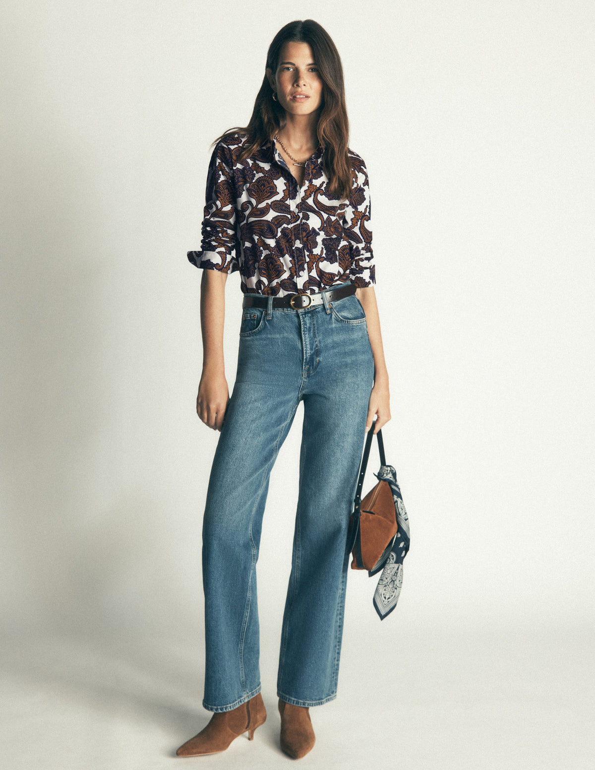 The New Sienna Cotton Shirt-Almond Milk, Paisley Bouquet - Image 5