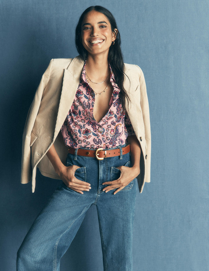 The New Sienna Cotton Shirt-Peacock Paradise