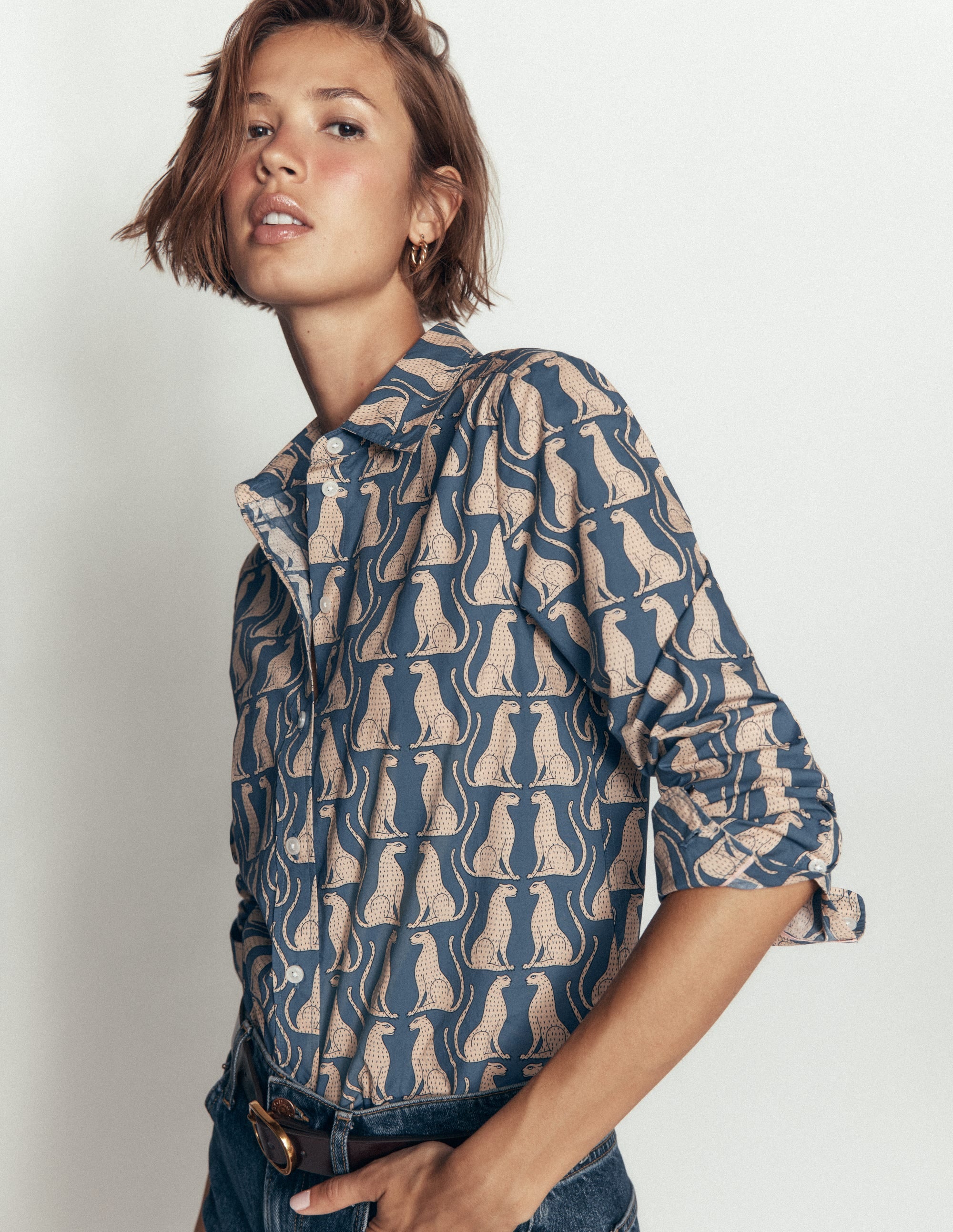 The New Sienna Cotton Shirt-Real Teal, Patient Leopard - Image 1