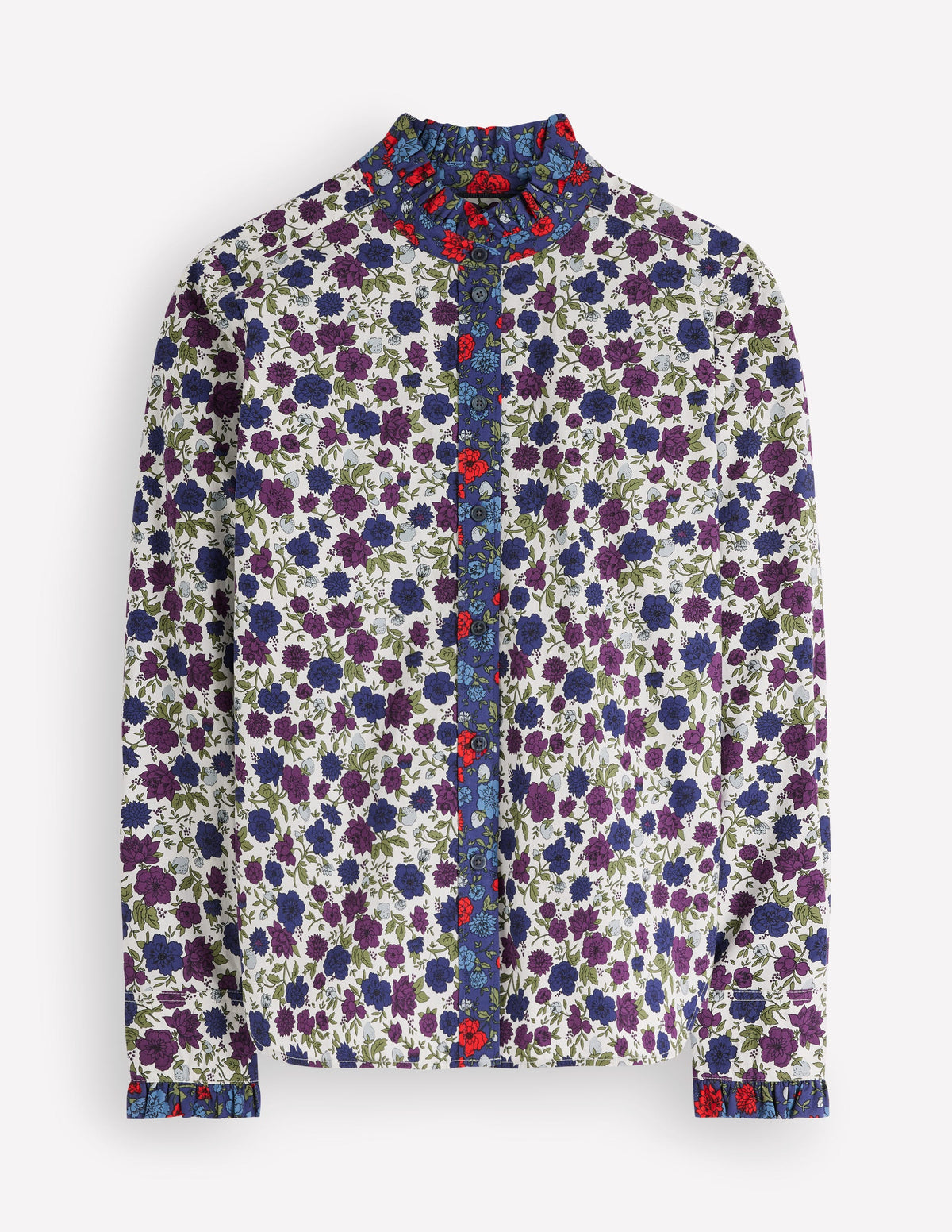 Sienna Frill Cotton Shirt-Soft Cream, Billowing Sprigs - Image 6