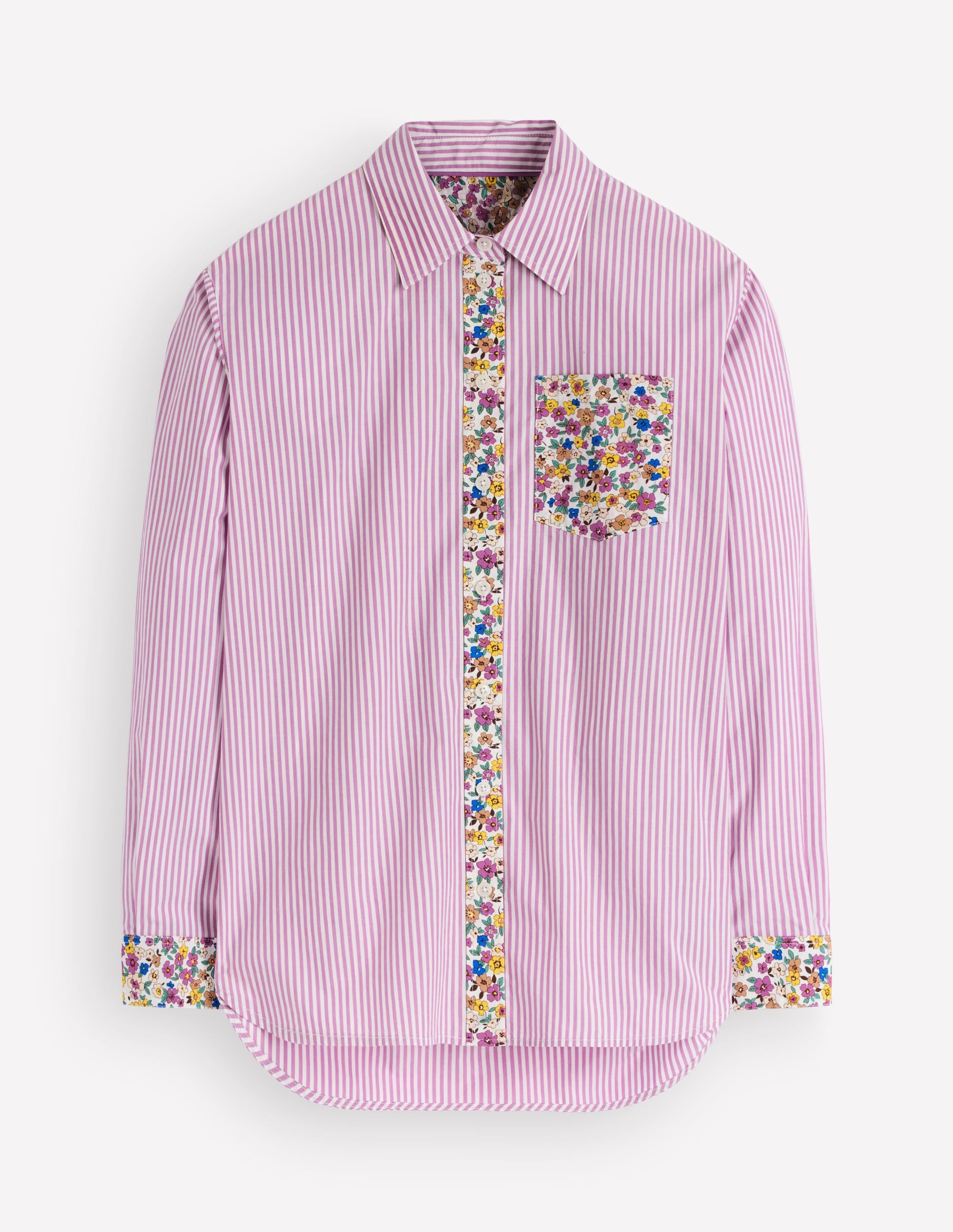 Sienna Relaxed Cotton Shirt-Clover Purple, Hotched Floral - Image 5