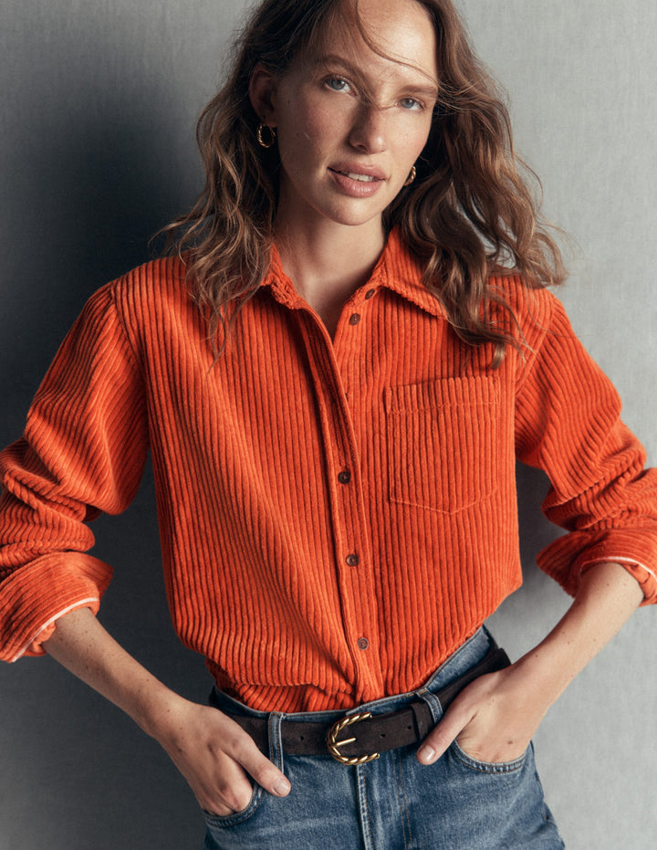 Sienna Relaxed Cord Shirt-Ginger