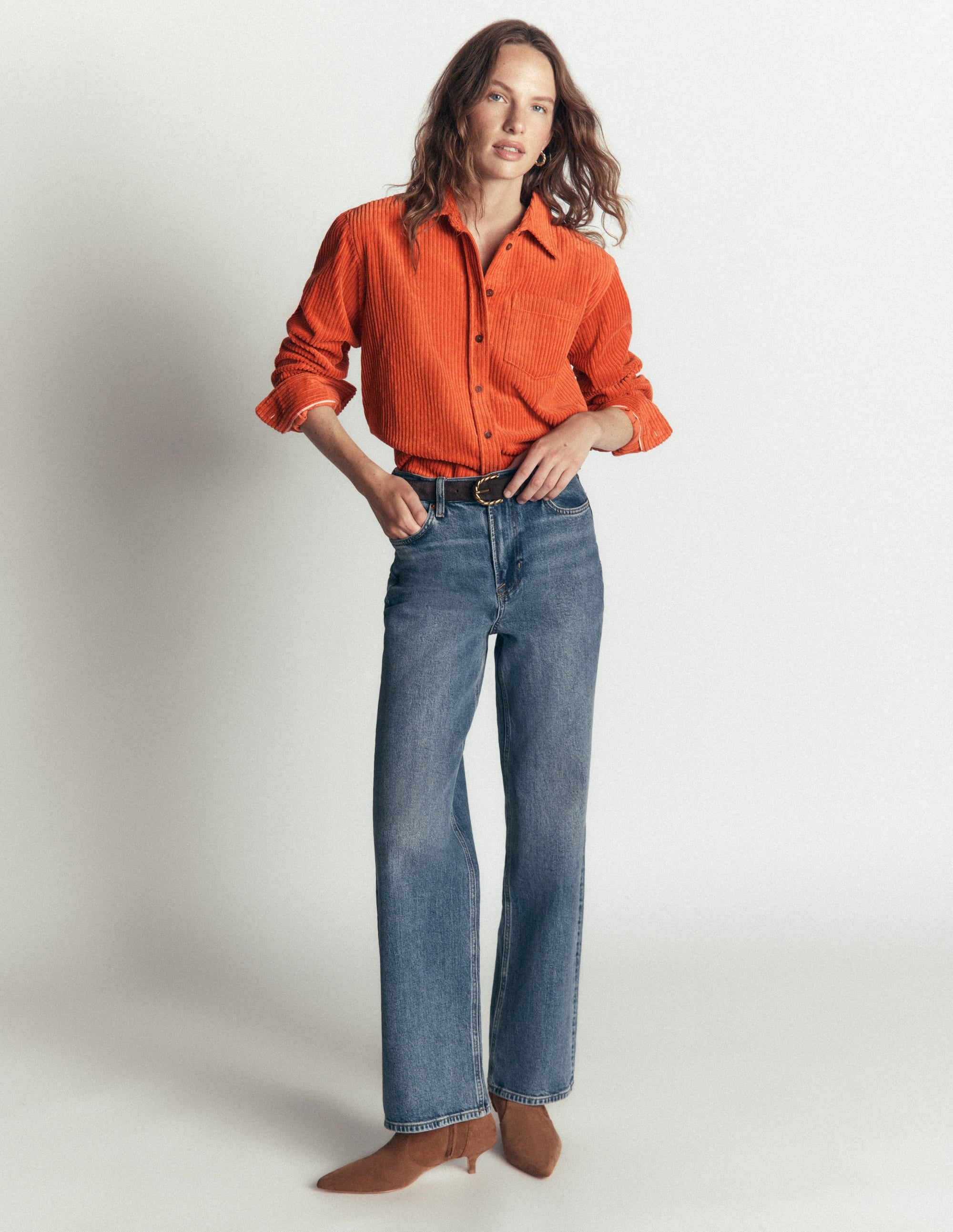 Sienna Relaxed Cord Shirt-Ginger - Image 4