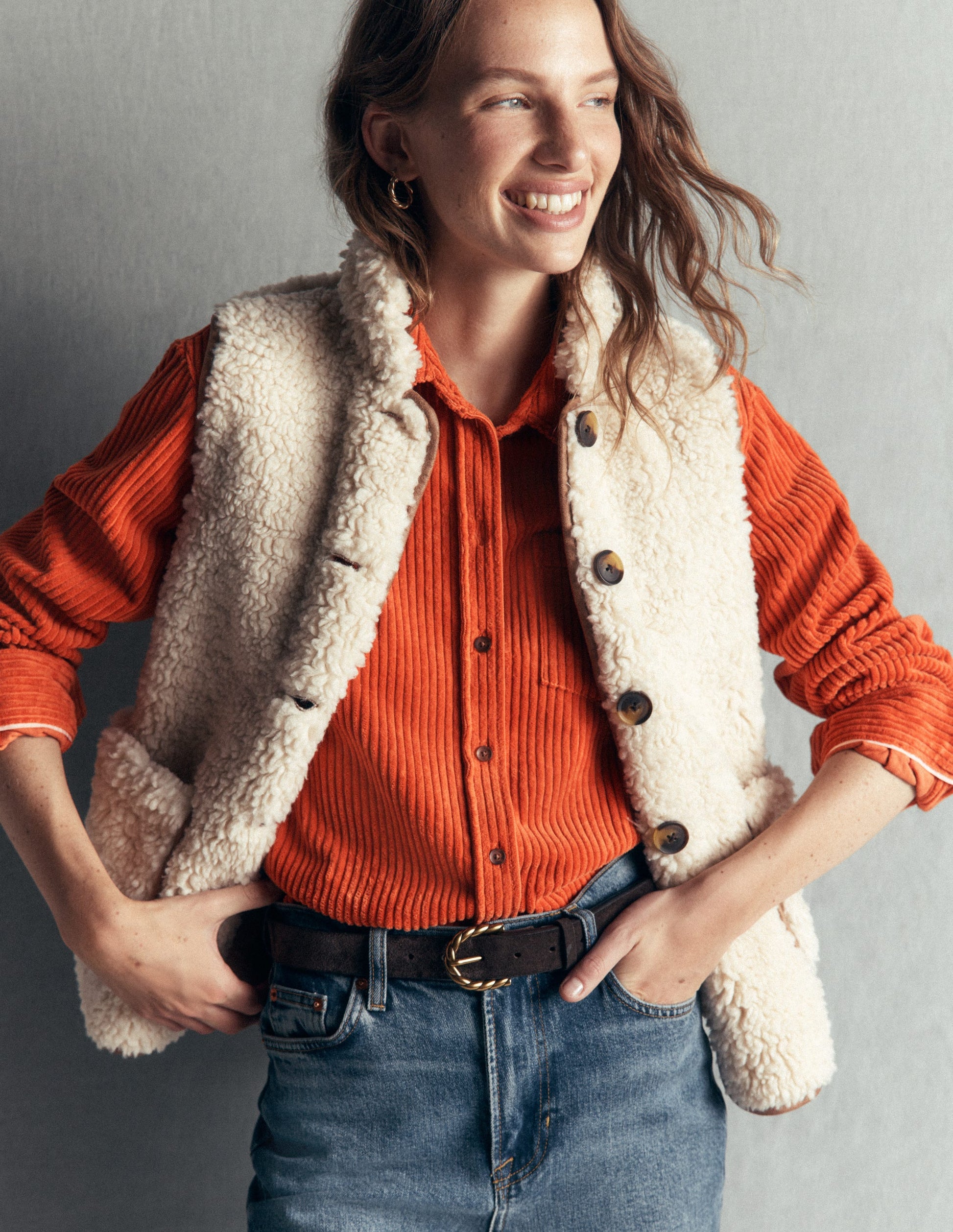 Sienna Relaxed Cord Shirt-Ginger-5
