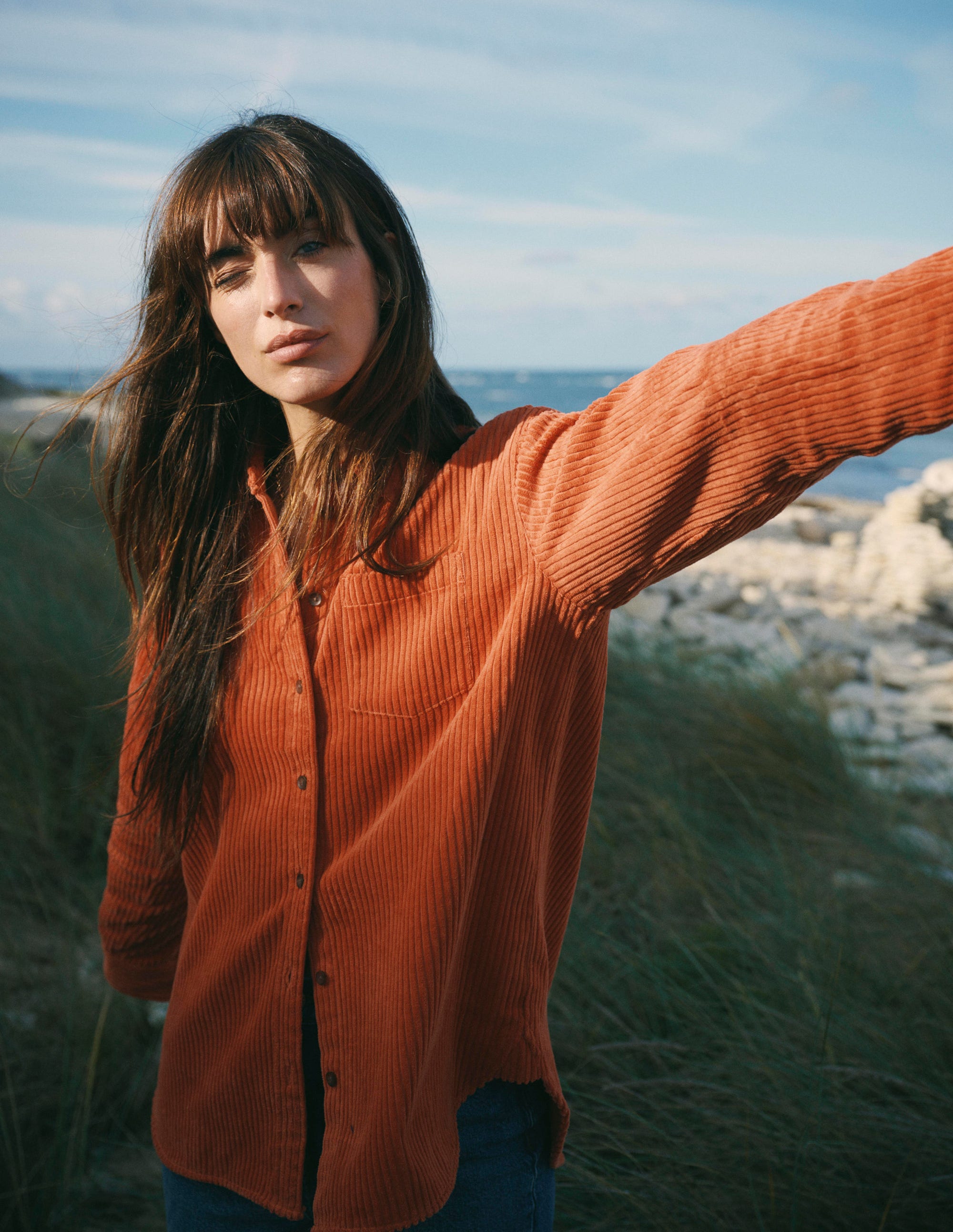 Sienna Relaxed Cord Shirt-Ginger - Image 1