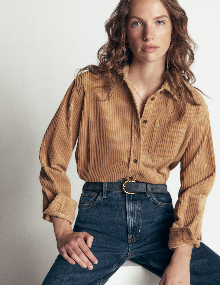 Sienna Relaxed Cord Shirt-Sand