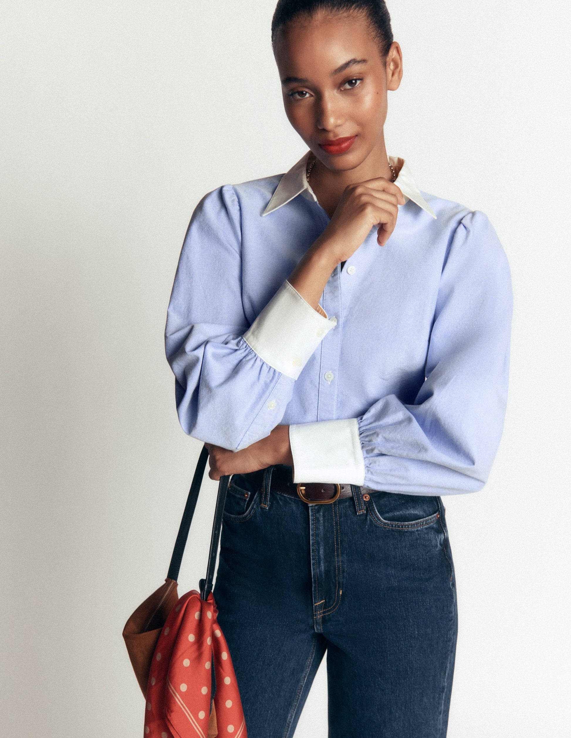 Volume Sleeve Shirt-Blue Oxford-2
