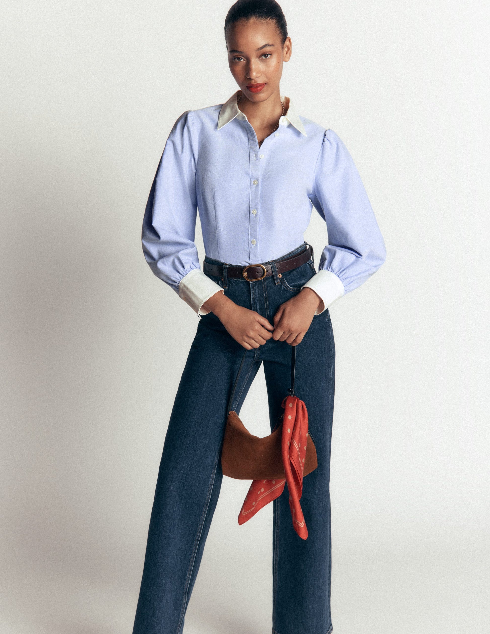 Volume Sleeve Shirt-Blue Oxford-4