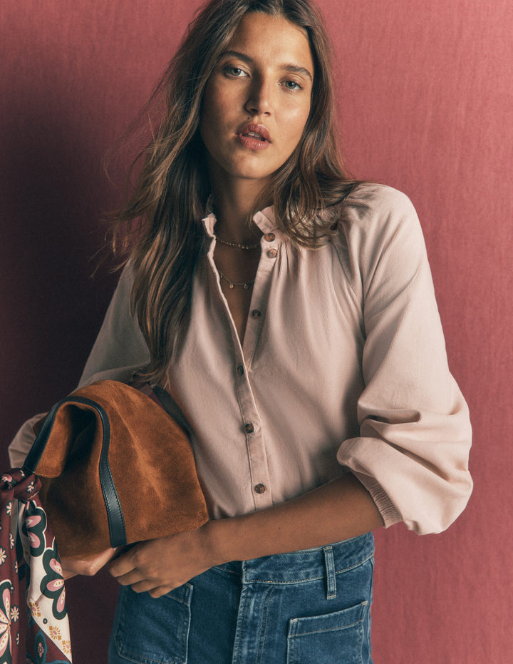 Erica Frill Cord Top-Almond Peach