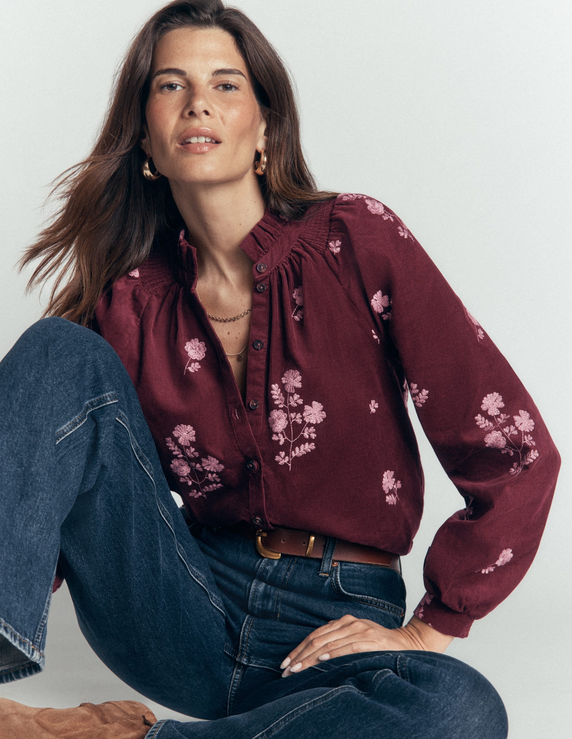 Erica Frill Cord Top-Deep Wisteria, Embroidered - Image 1