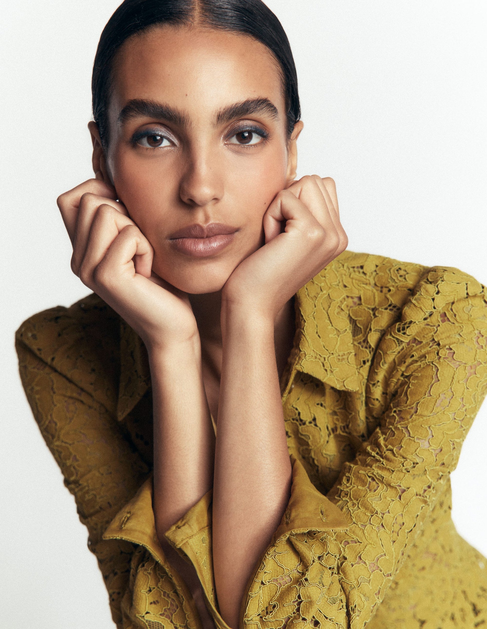 Julia Darted Lace Shirt-Olive-2