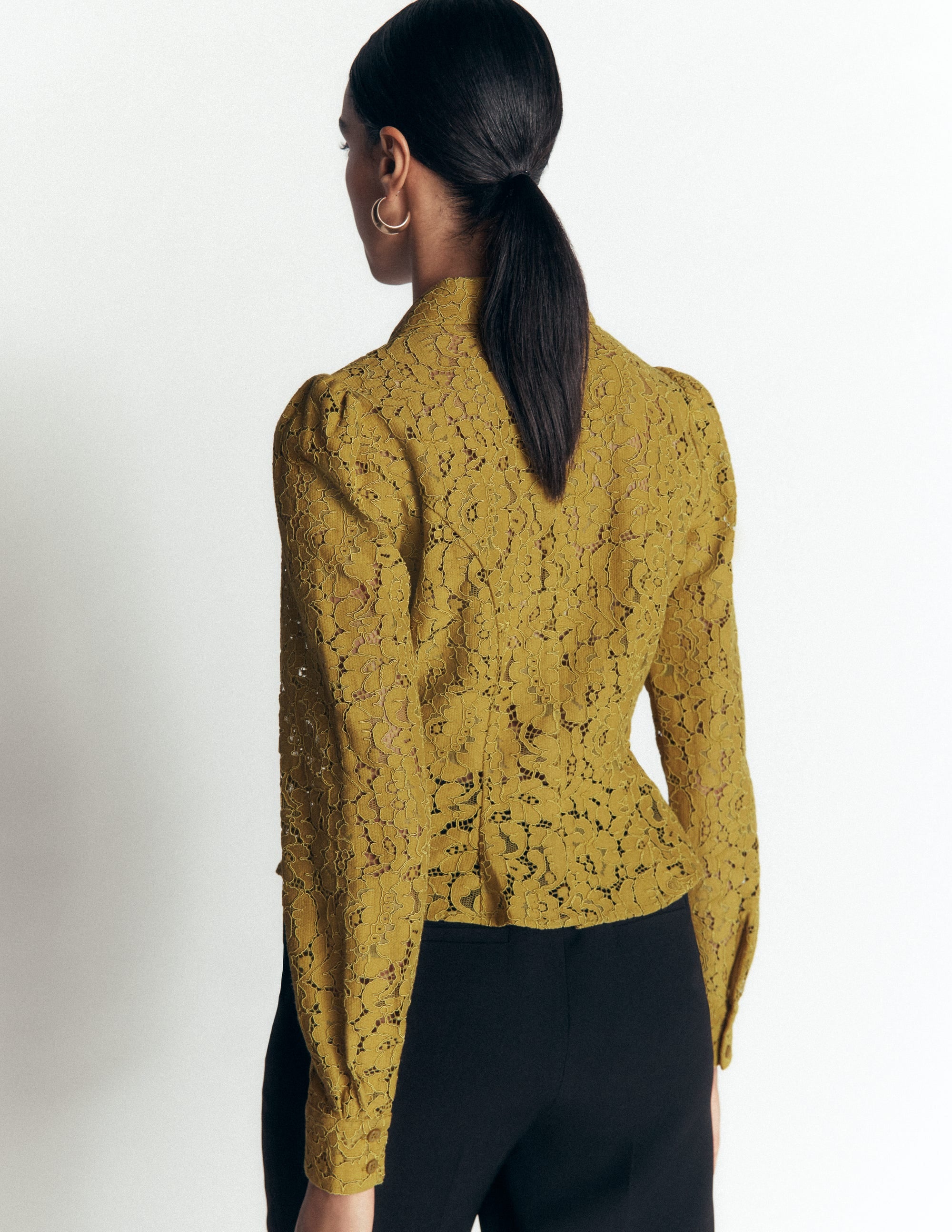 Julia Darted Lace Shirt-Olive - Image 3