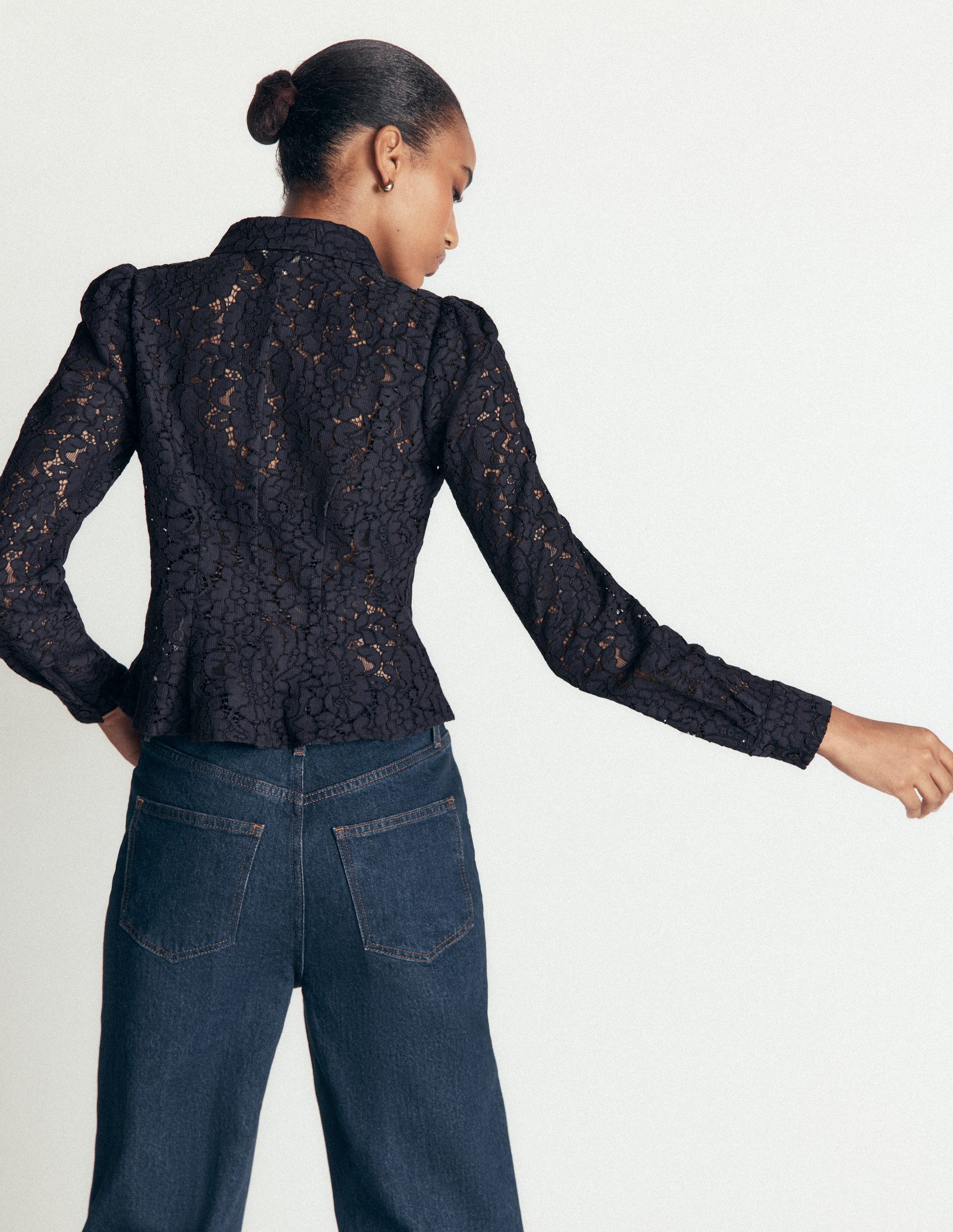 Julia Darted Lace Shirt-Navy-3