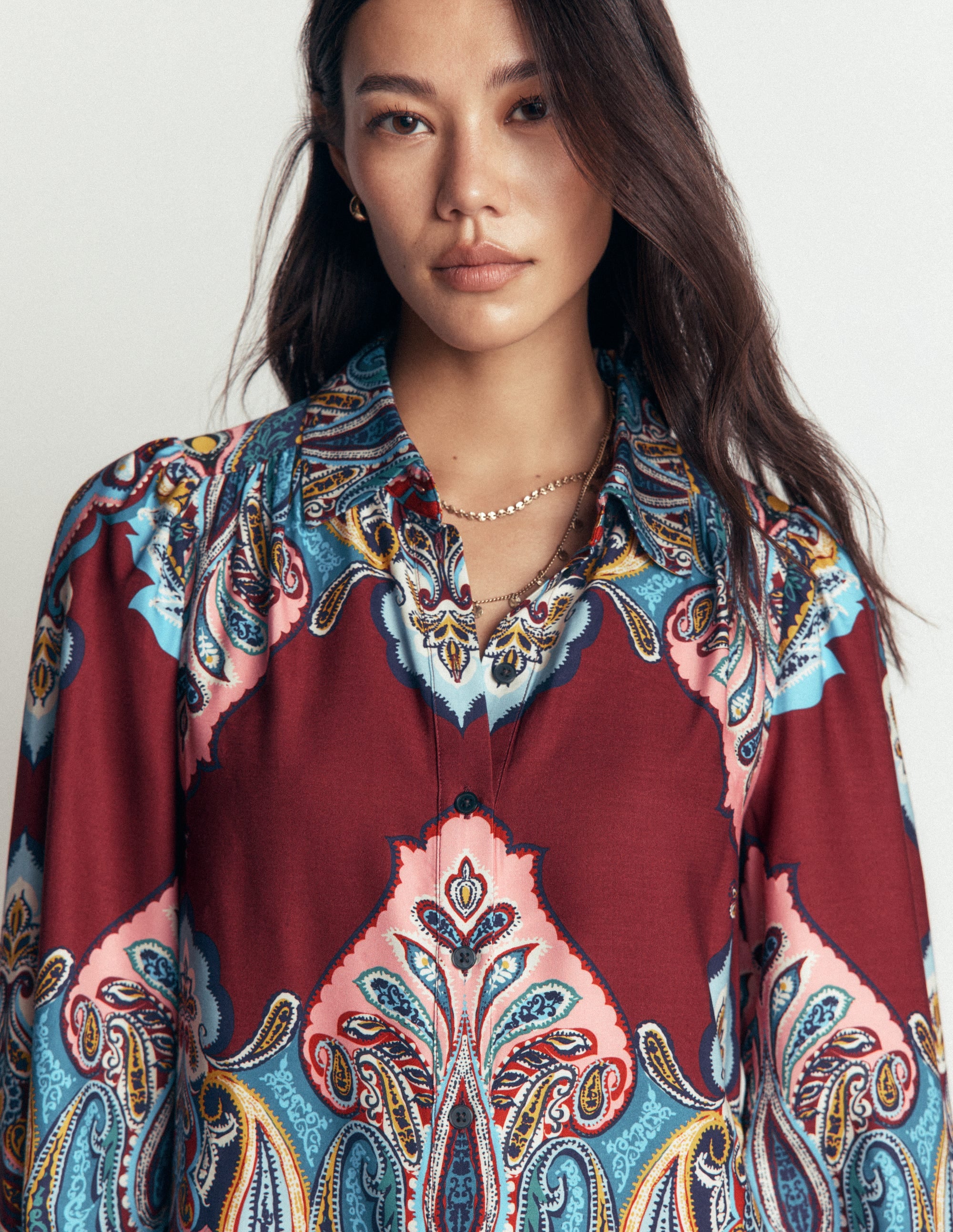 Long Sleeve Printed Shirt-Multi, Popping Paisley - Image 3