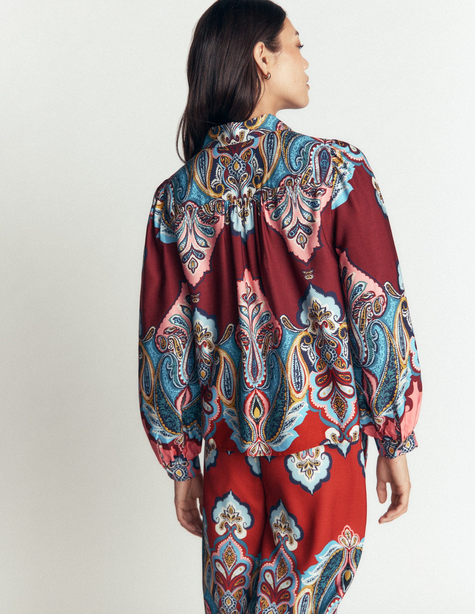 Long Sleeve Printed Shirt-Multi, Popping Paisley-4