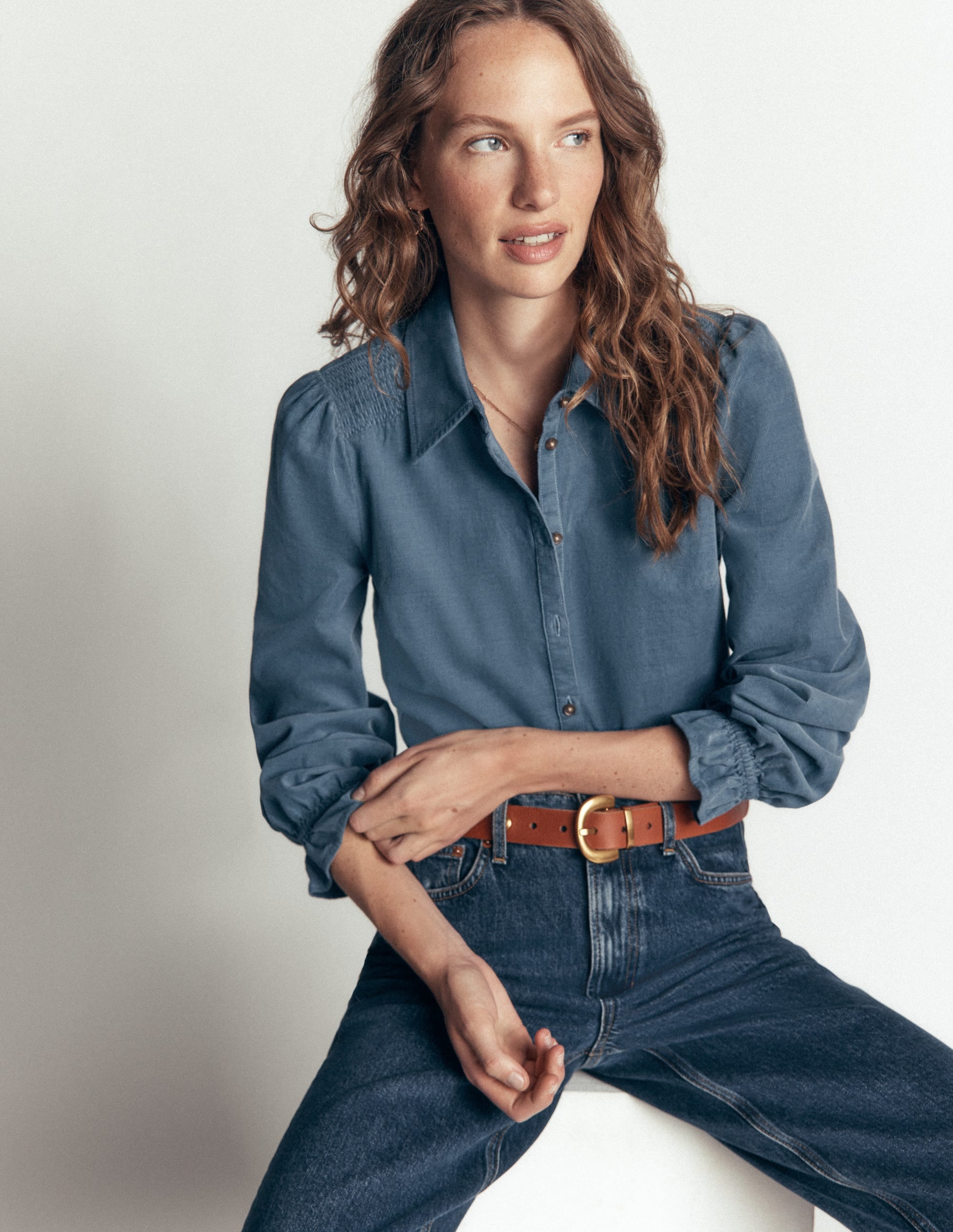 Violet Smock Shoulder Cord Top-Storm Blue - Image 1