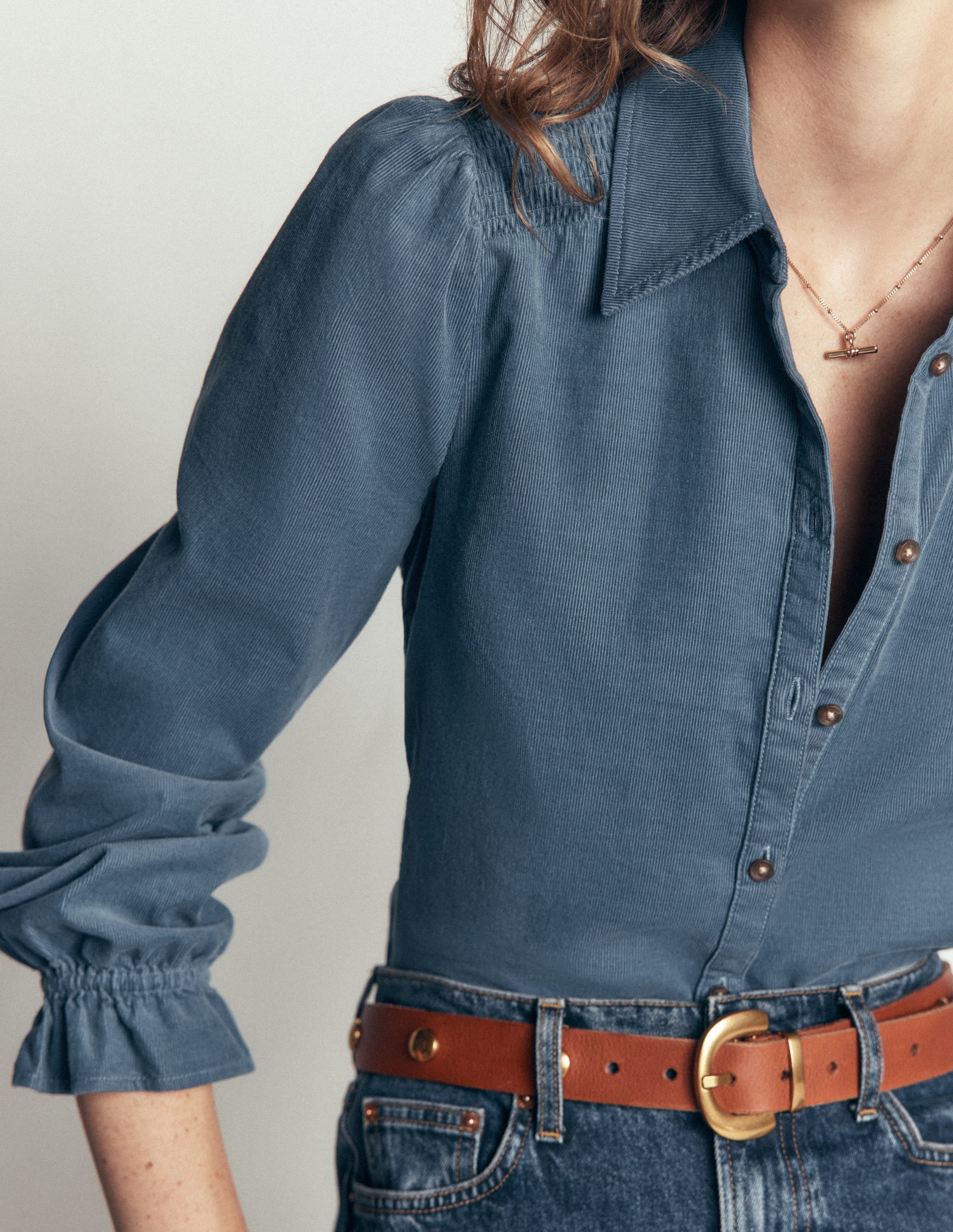Violet Smock Shoulder Cord Top-Storm Blue - Image 2