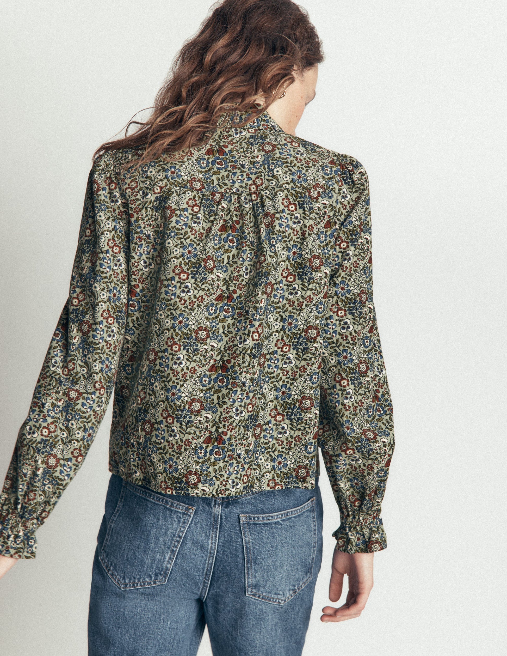 Violet Smock Shoulder Cord Top-Soft Sage, Flora Scatter-3