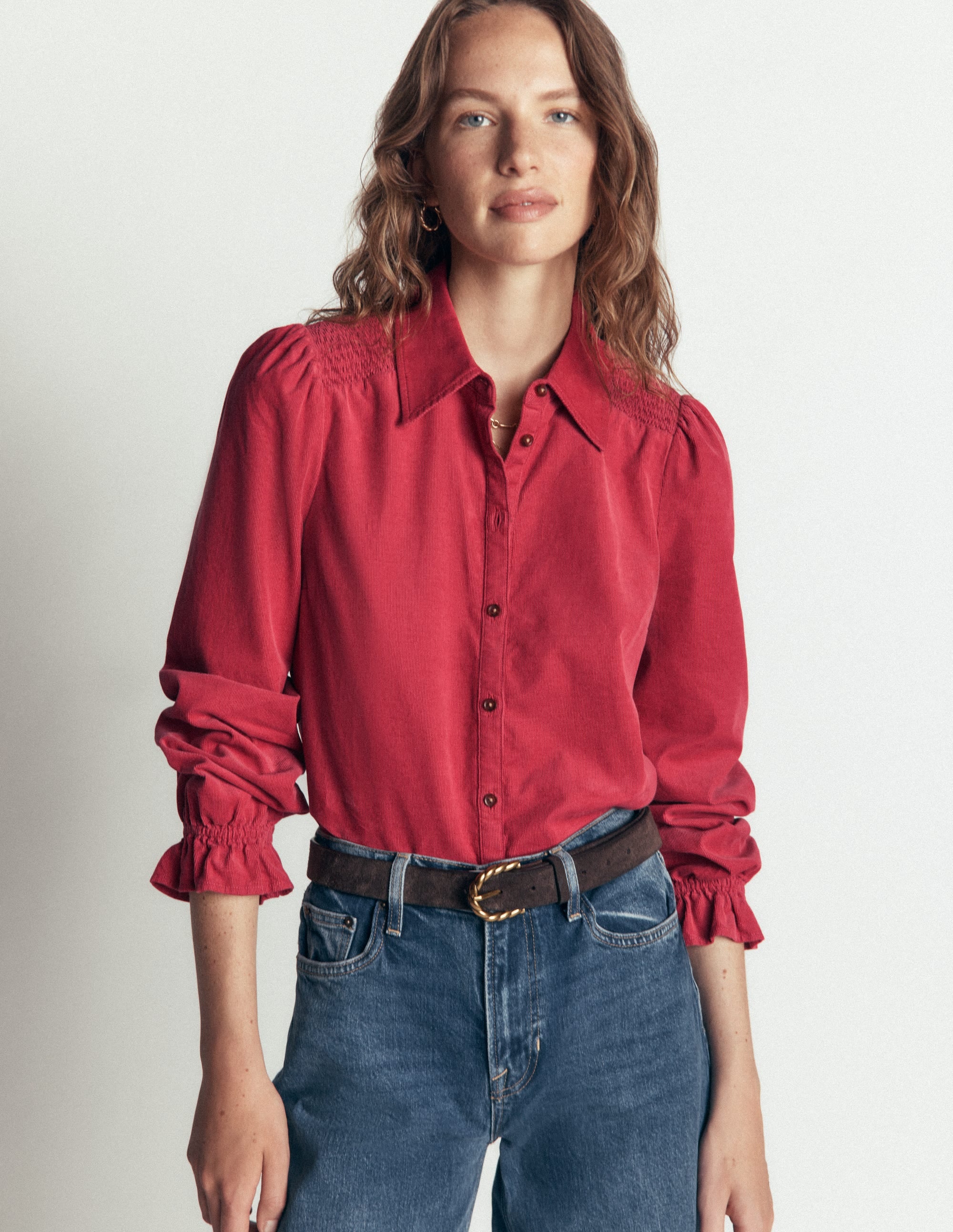Violet Smock Shoulder Cord Top-Cherry Blush - Image 1