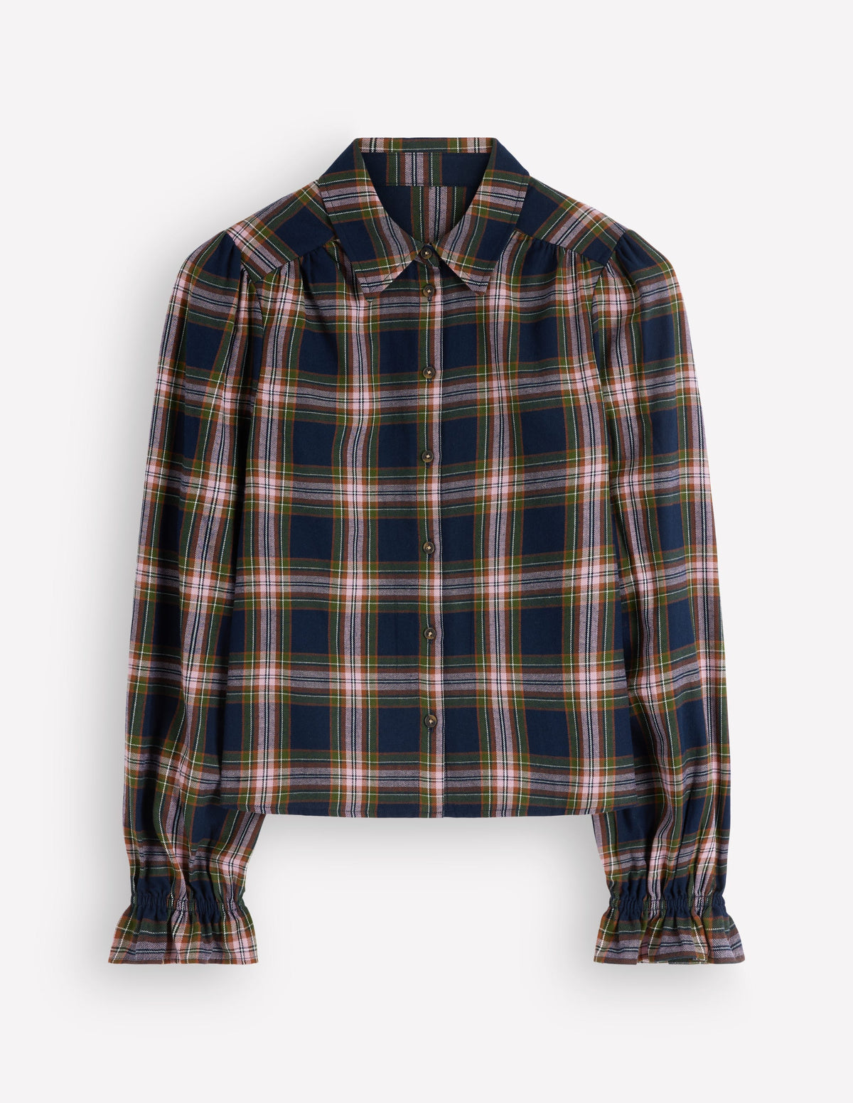 Violet Cotton Top-Navy, Green and Pink Check-8